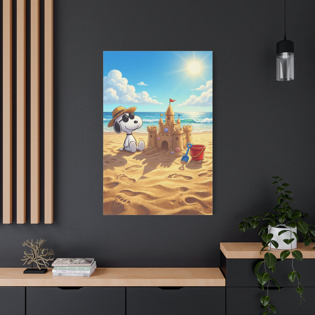 Snoopy At Beach Canvas