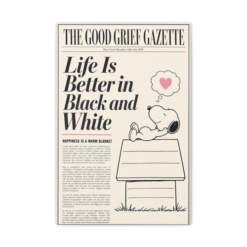 Black And White Snoopy Canvas