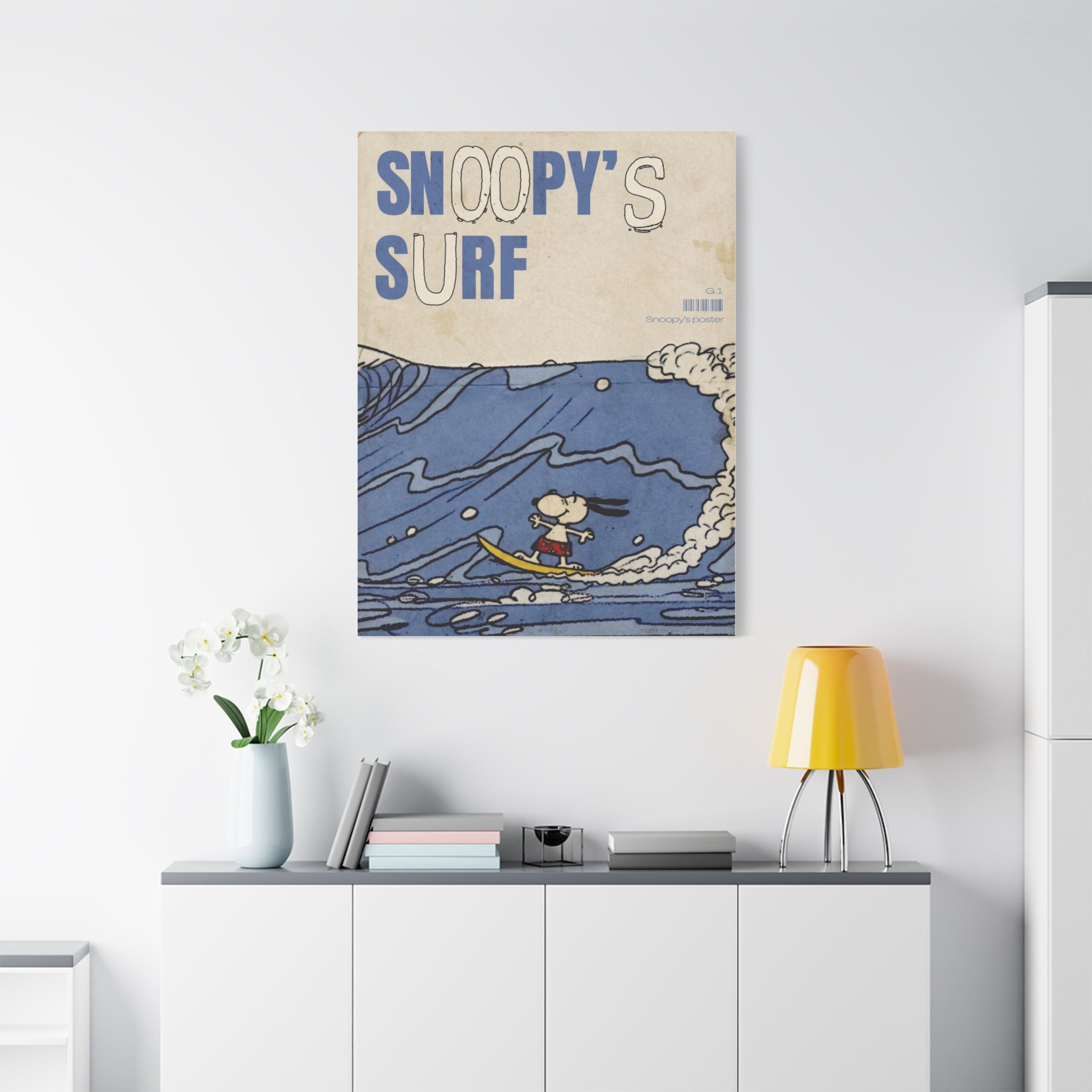 Snoopy Surf Illustration Canvas