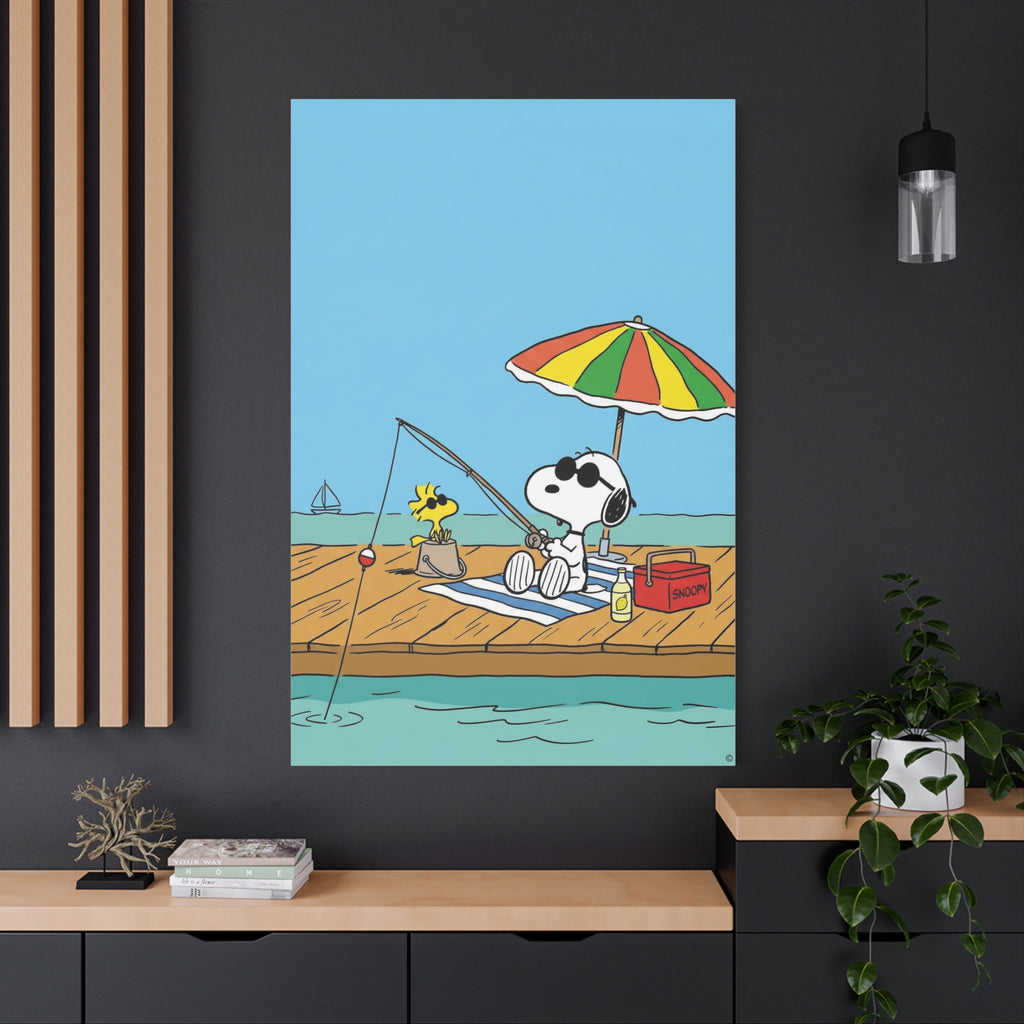 Fishing By Pier Canvas