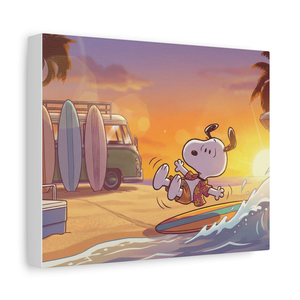 Surfing Snoopy Poster Canvas