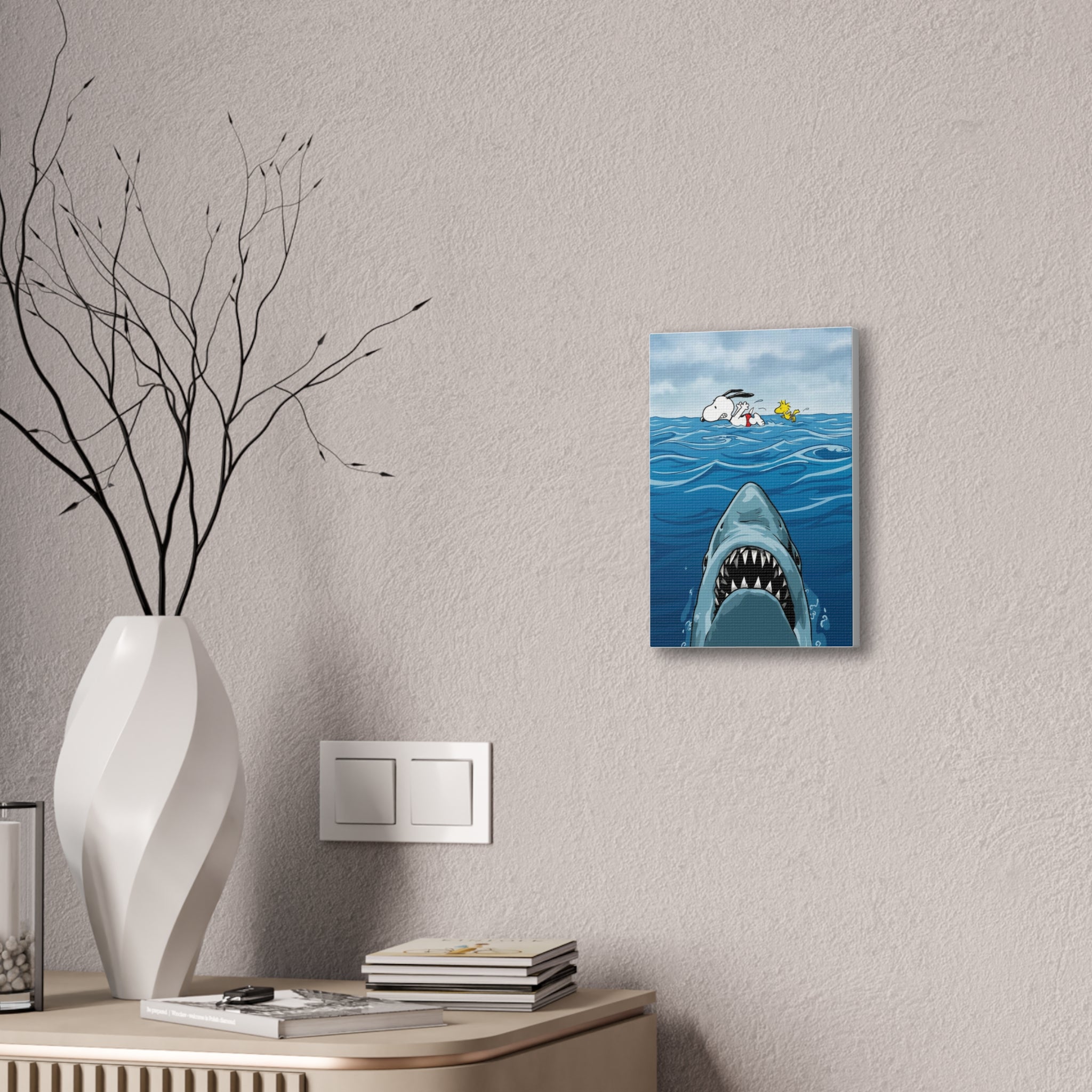 Snoopy Shark Scene Canvas