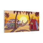 Snoopy Beach Sunset Canvas Poster