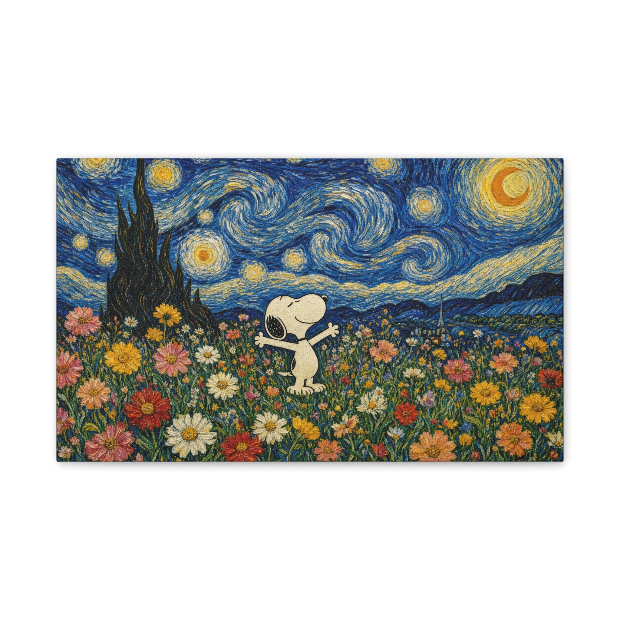 Starry Floral Field Canvas