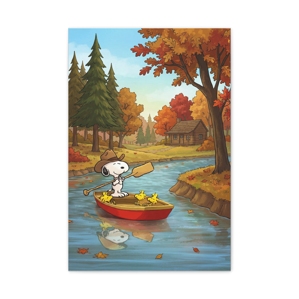 Snoopy Rowboat Autumn Canvas