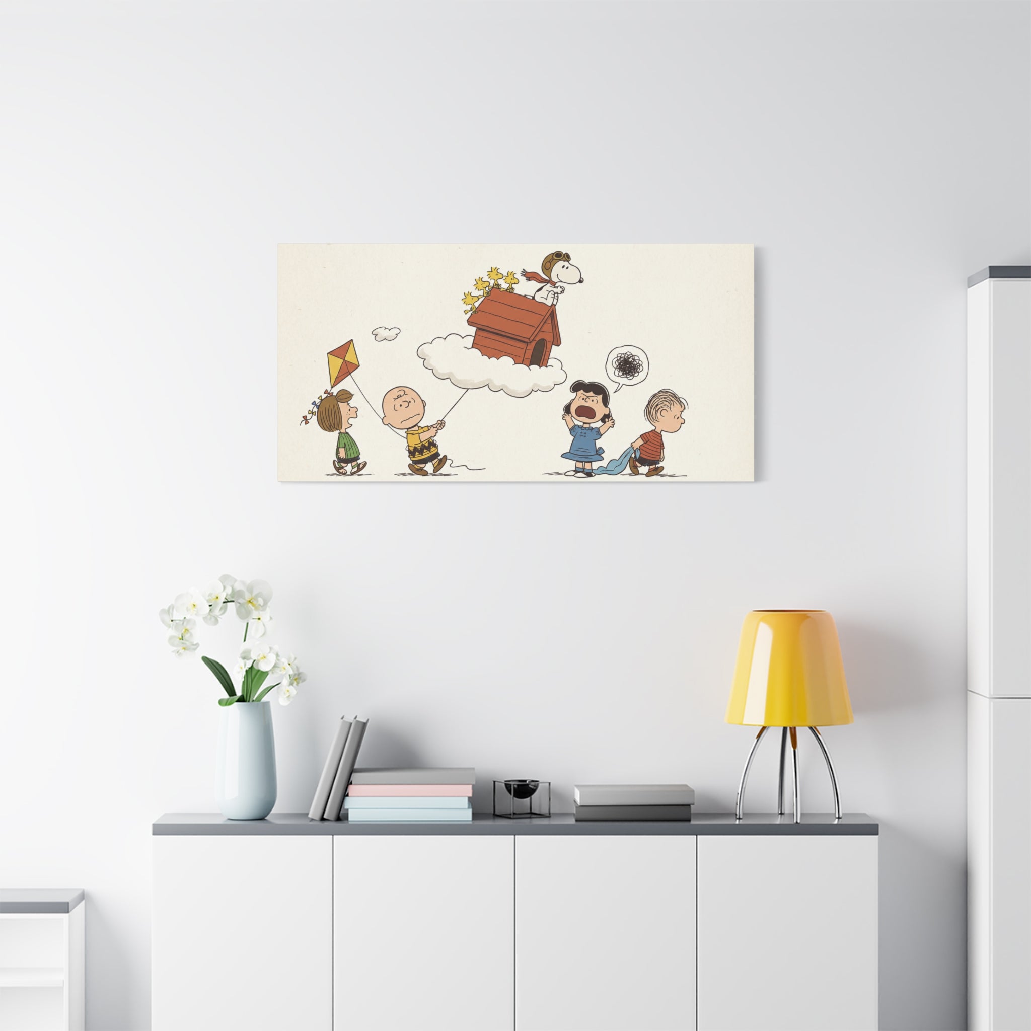 Flying Doghouse Peanuts Characters Canvas