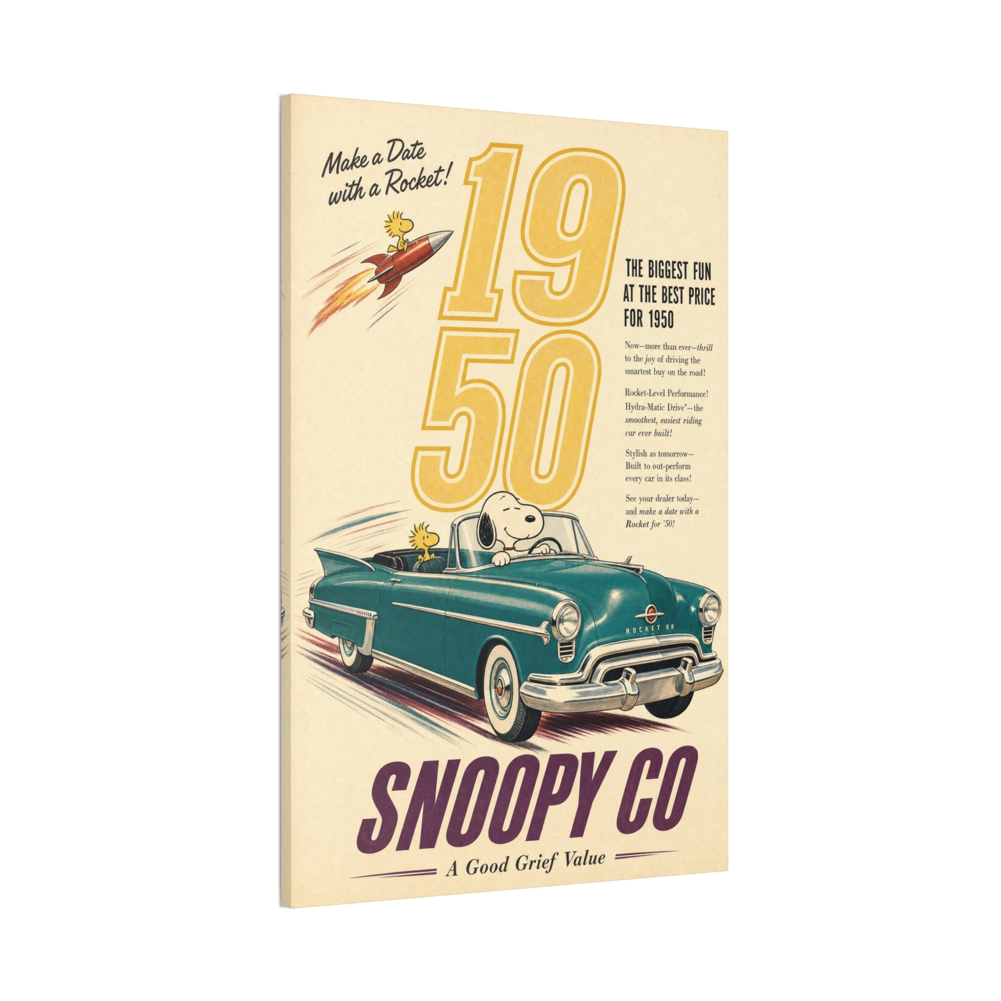 Vintage Snoopy Car Canvas
