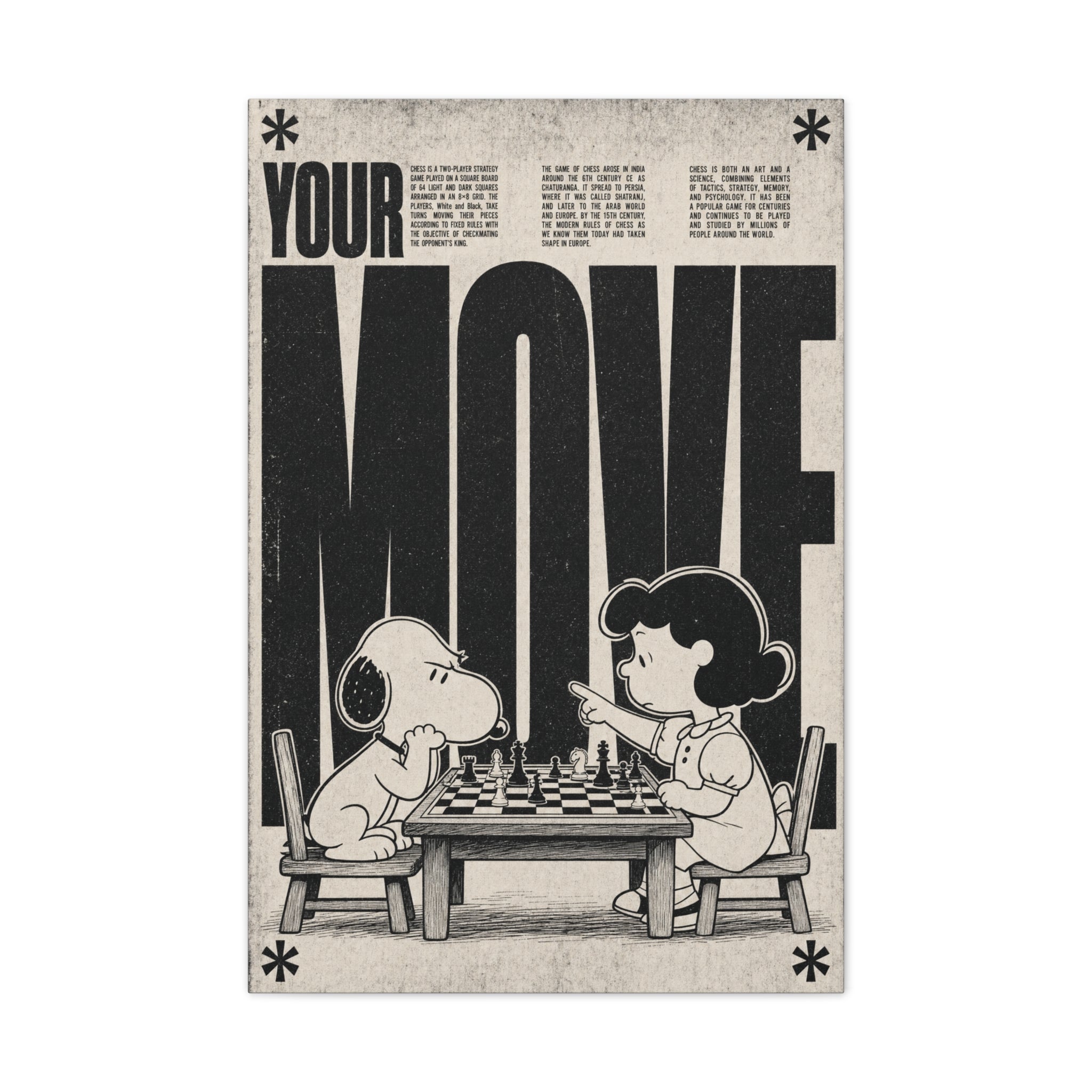 Snoopy Chess Scene Canvas