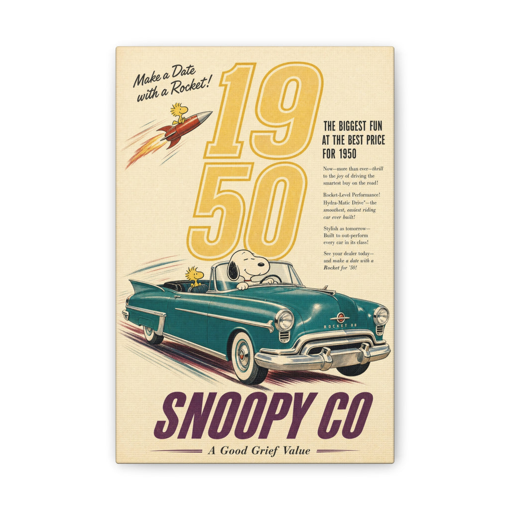 Vintage Snoopy Car Canvas