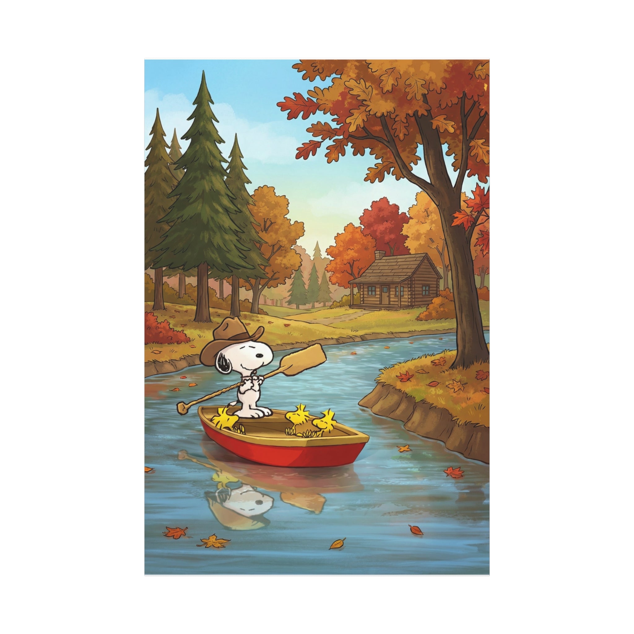 Snoopy Rowboat Autumn Canvas