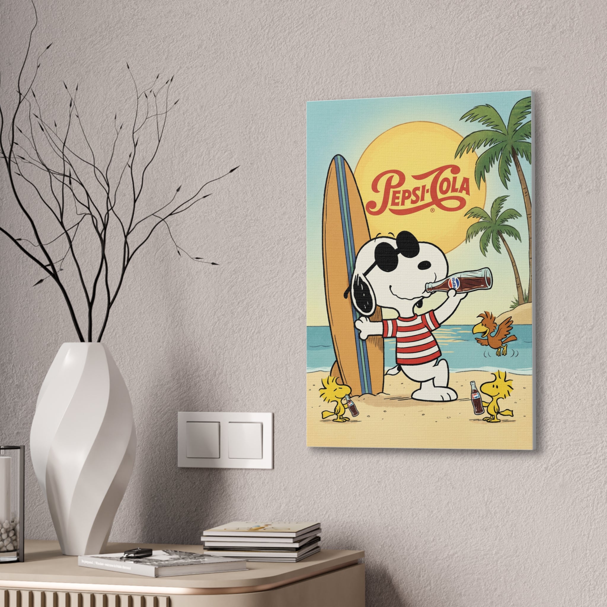 Peanuts Snoopy Surfing Pepsi Canvas