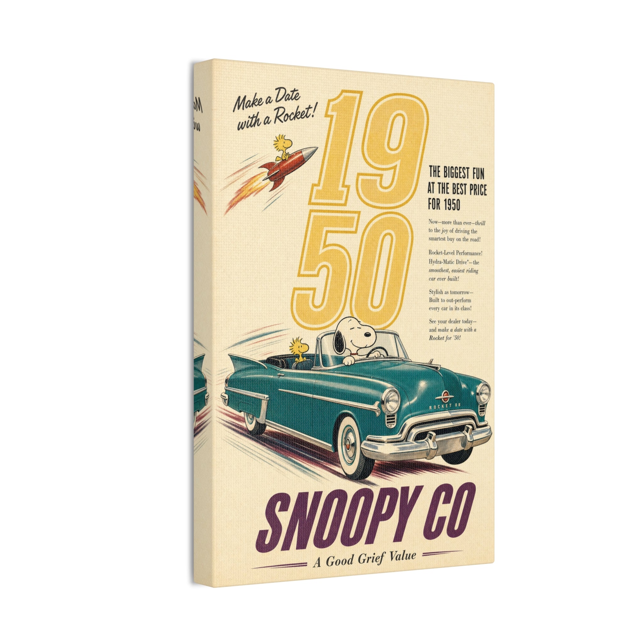 Vintage Snoopy Car Canvas