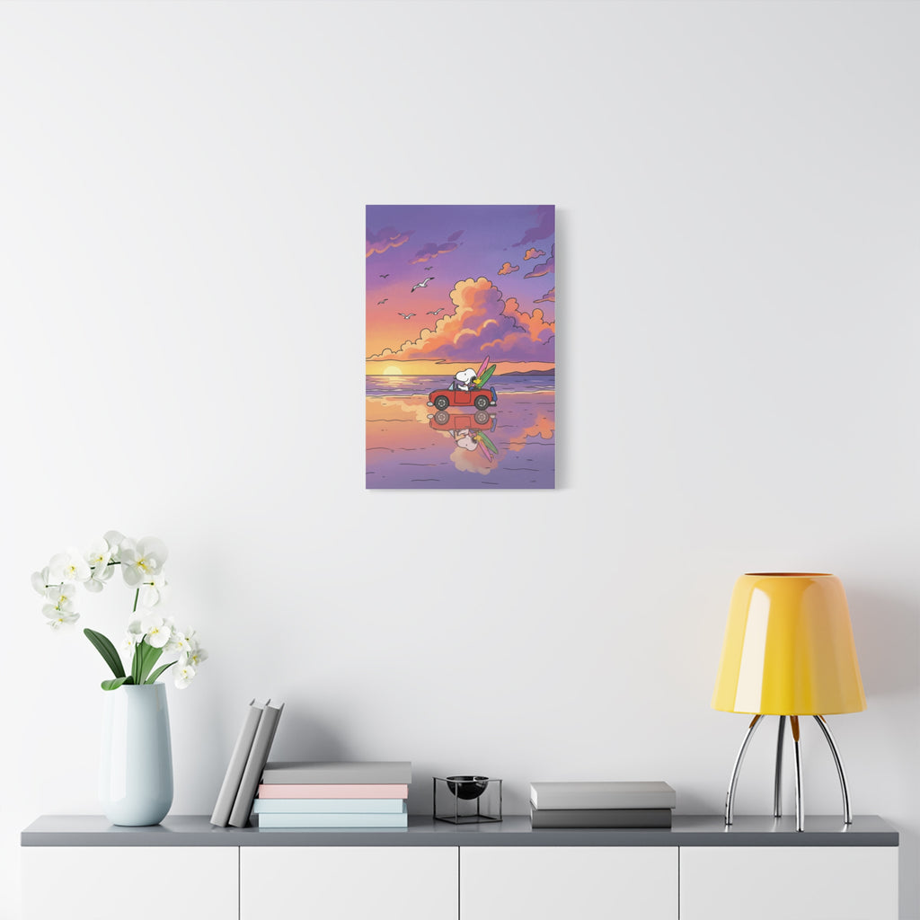 Snoopy Surf Sunset Canvas