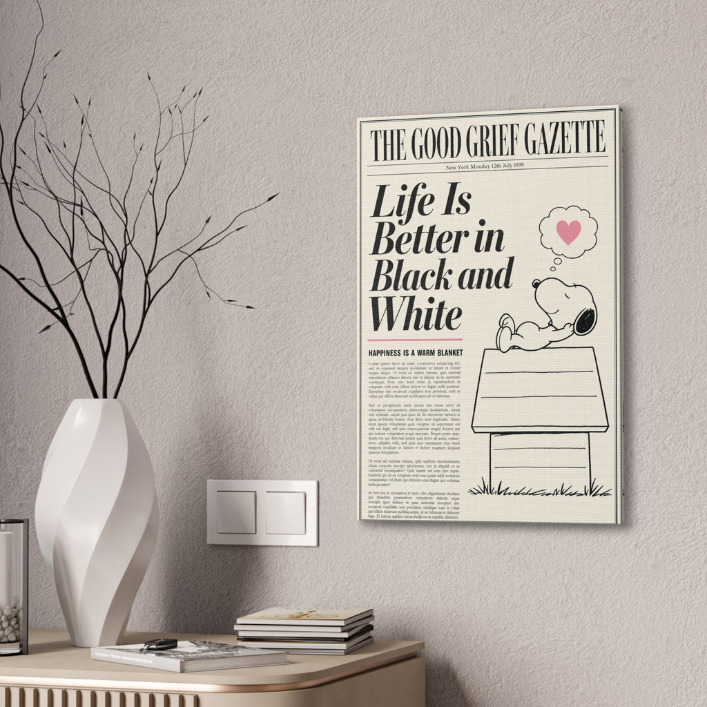 Black And White Snoopy Canvas