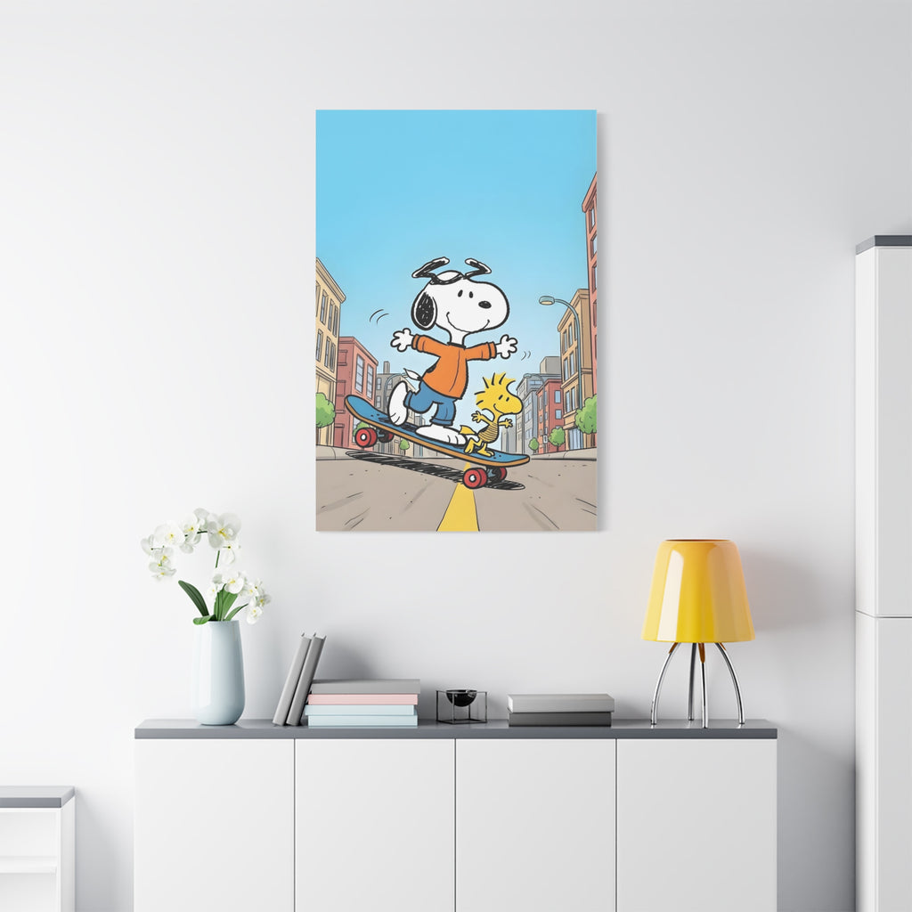 Snoopy Skateboarding Canvas