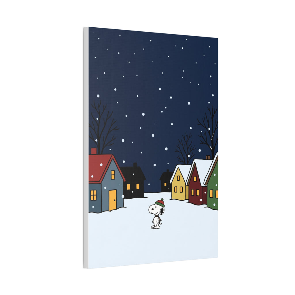 Snoopy Snowy Night Canvas