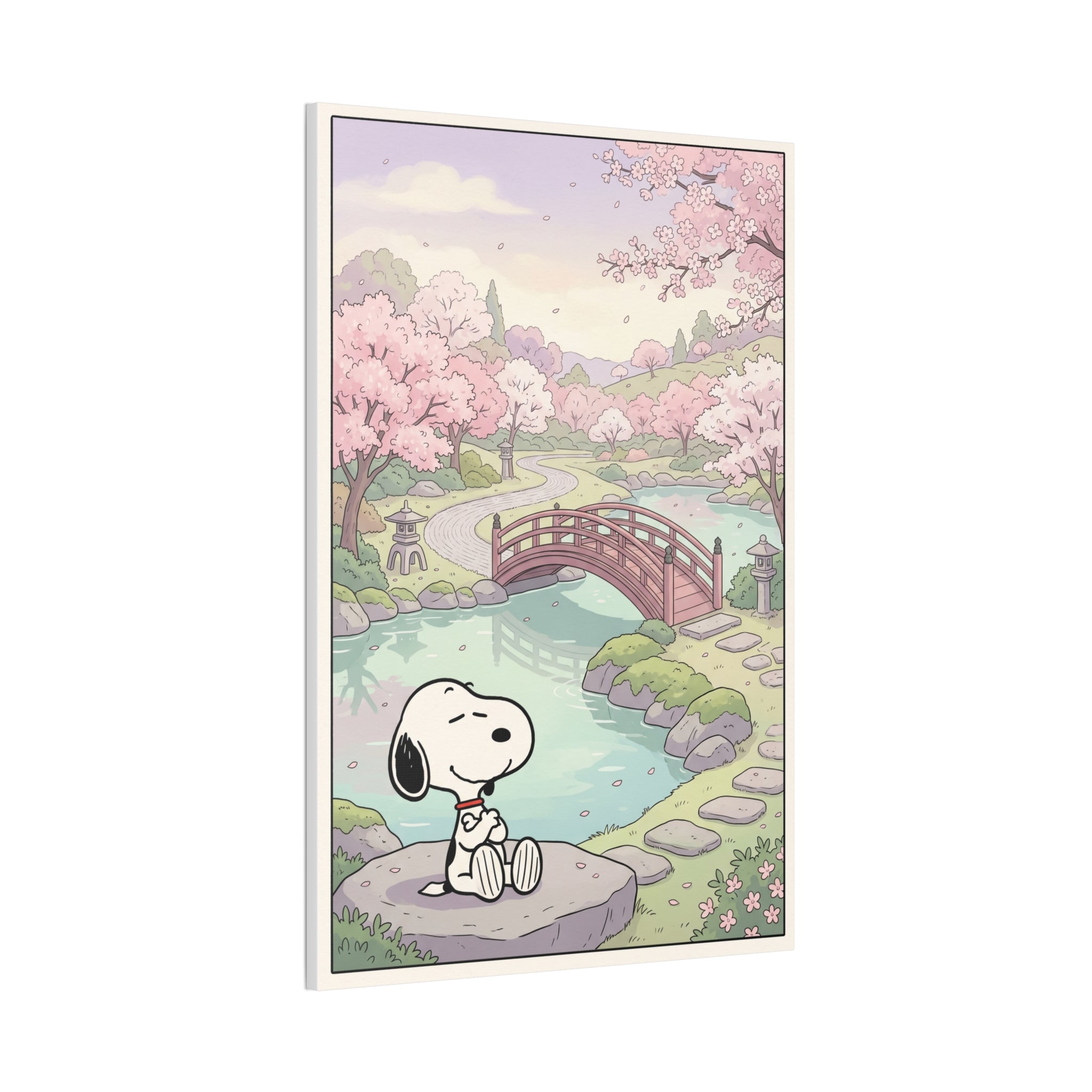 Snoopy Cherry Blossom Scene Canvas