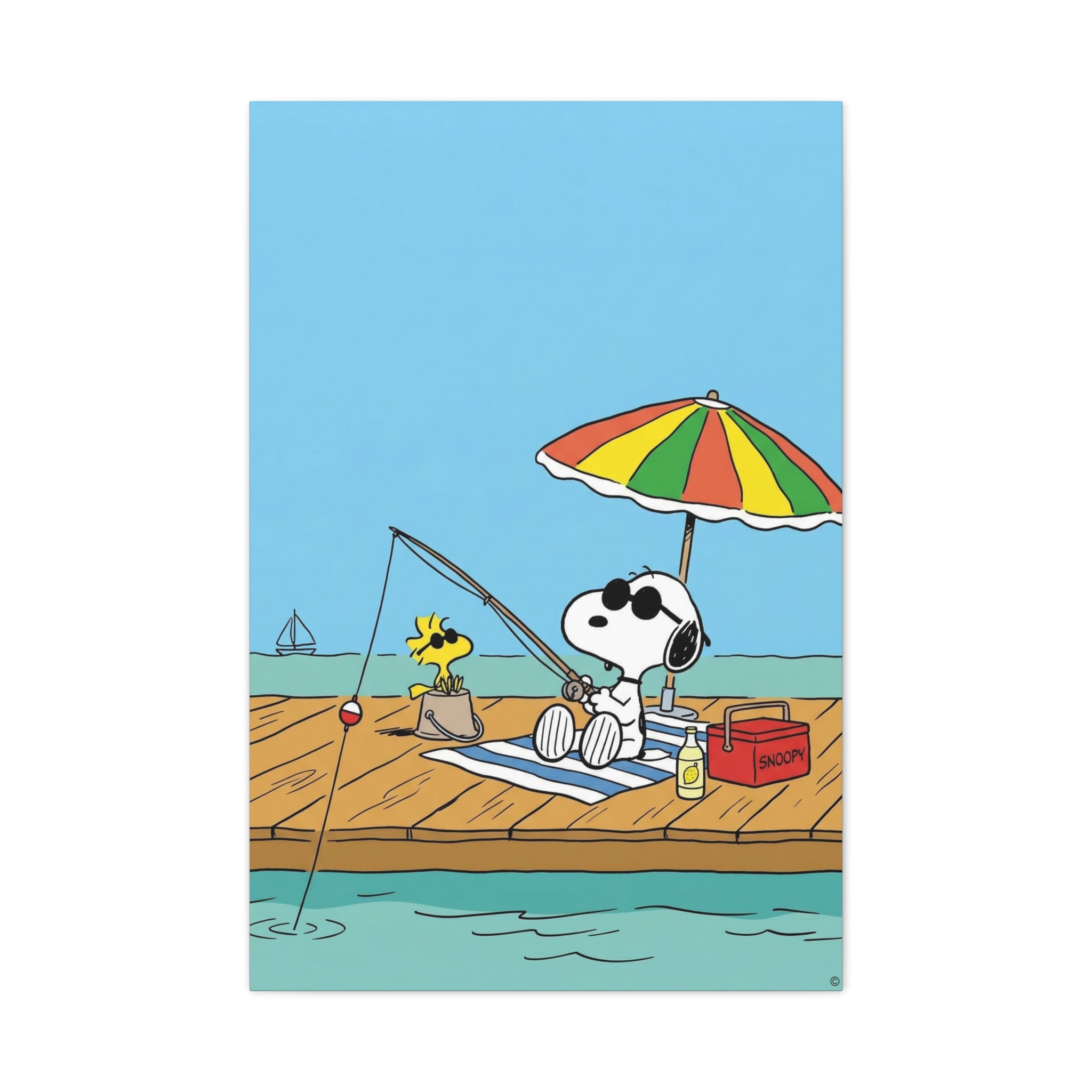 Fishing By Pier Canvas