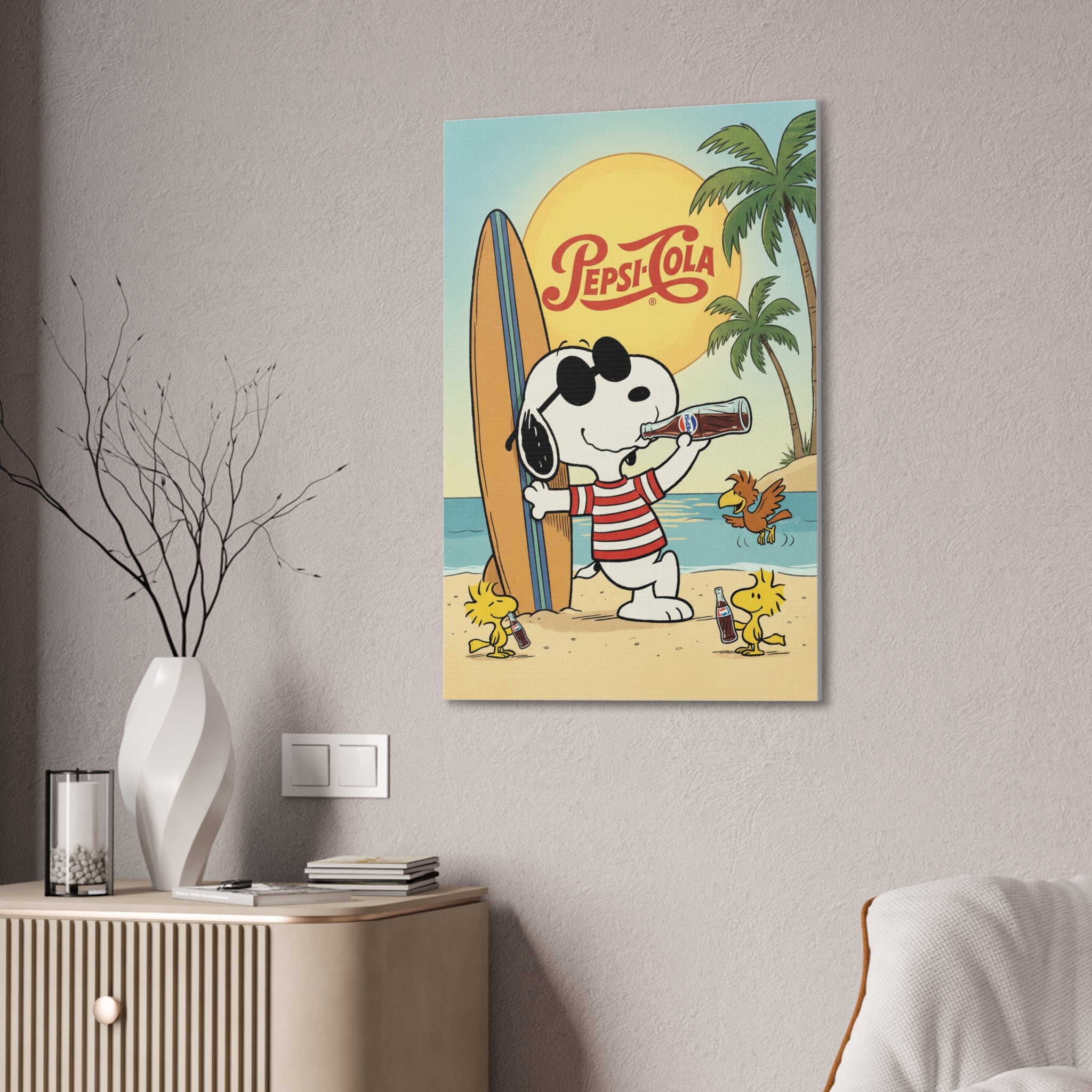 Peanuts Snoopy Surfing Pepsi Canvas