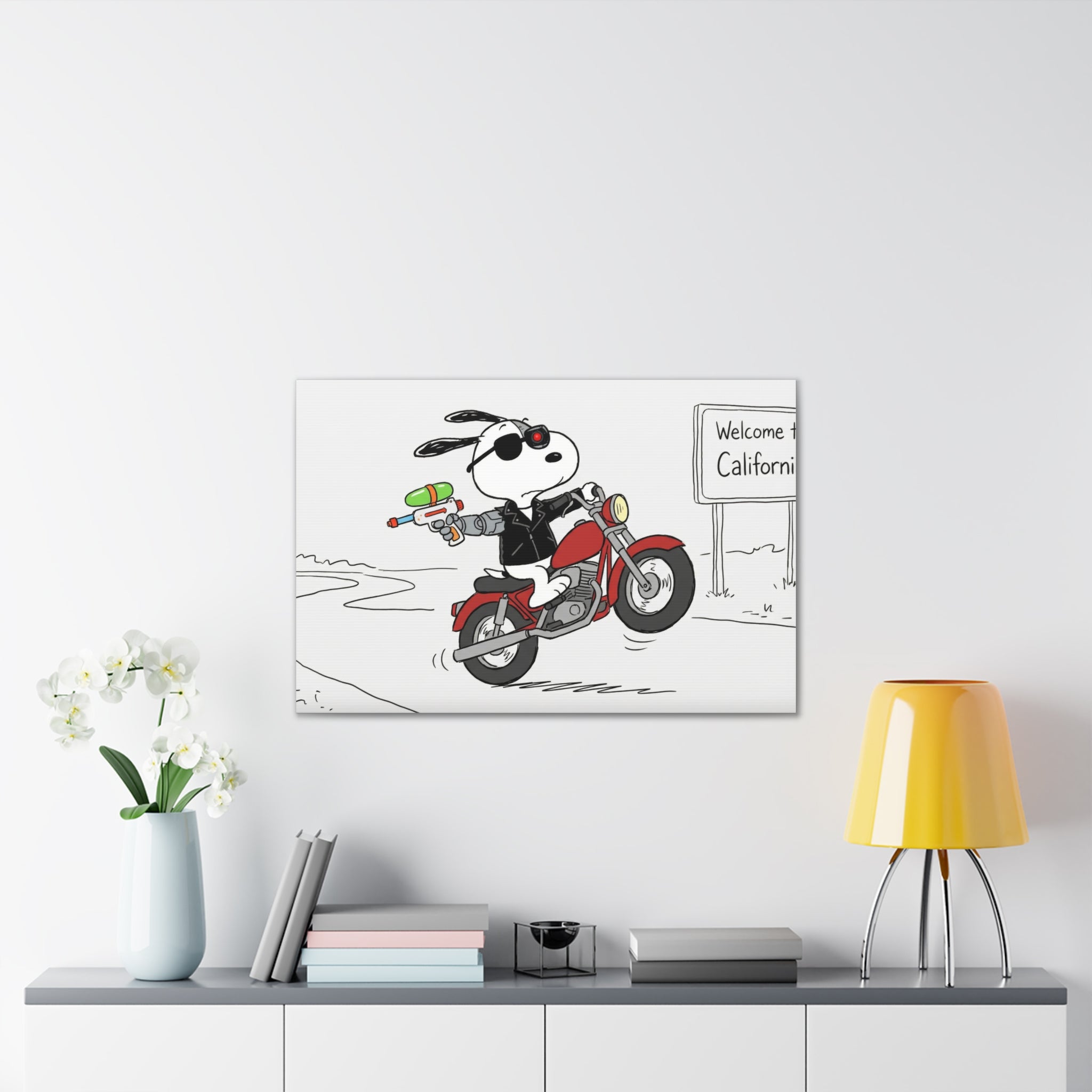 Biker Dog Water Gun Canvas