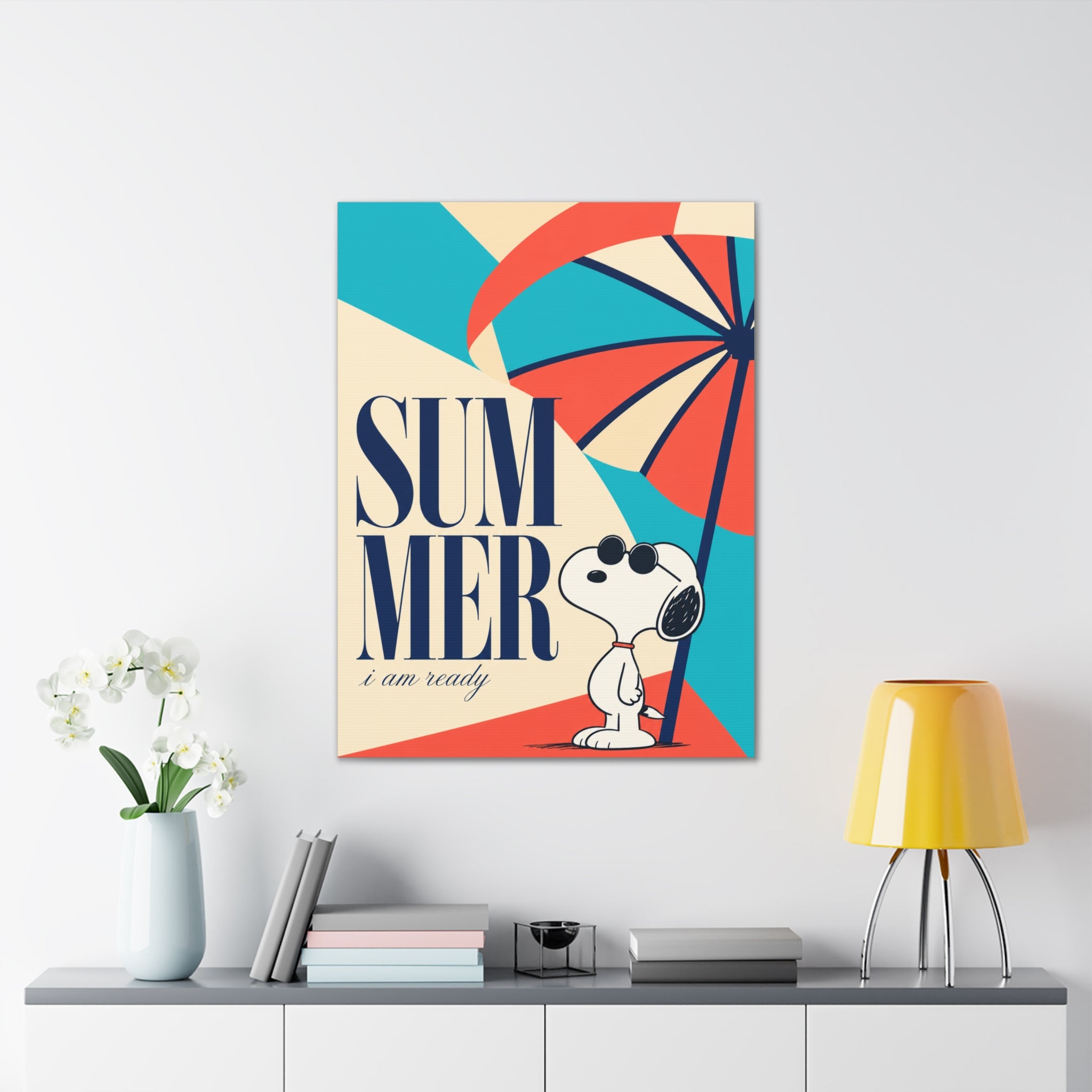 Retro Umbrella Beach Canvas