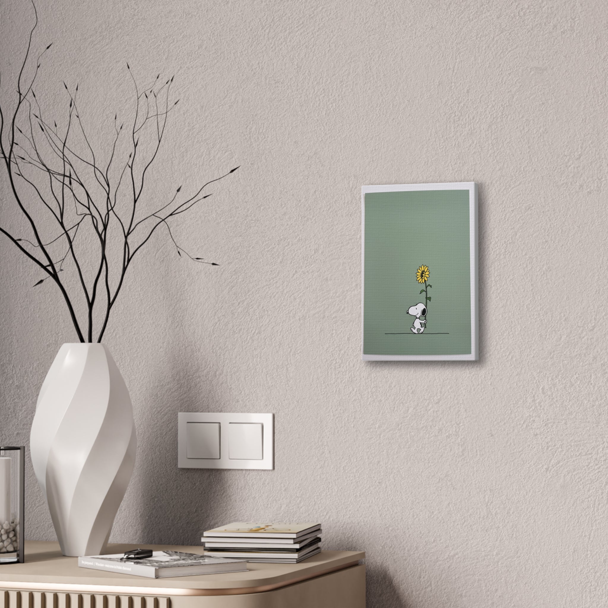 Snoopy With Sunflower Canvas