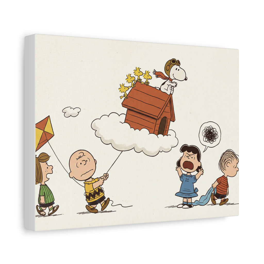 Flying Doghouse Peanuts Characters Canvas