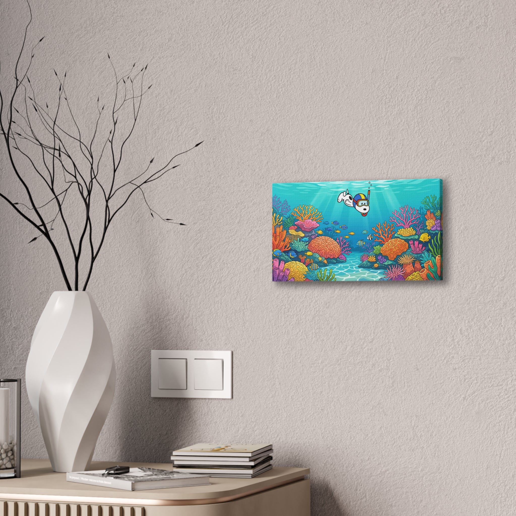 Snorkeling Dog Coral Reef Canvas