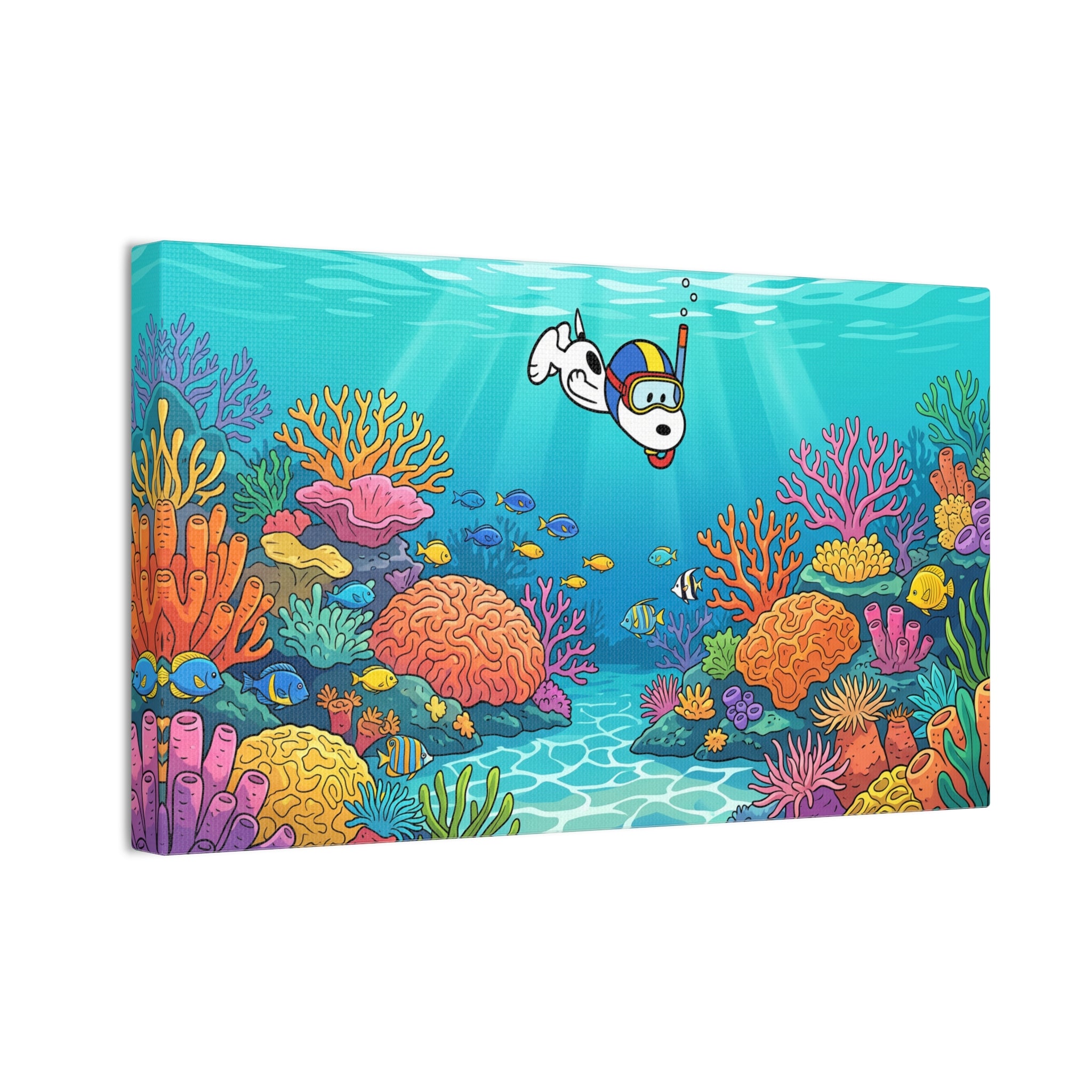 Snorkeling Dog Coral Reef Canvas