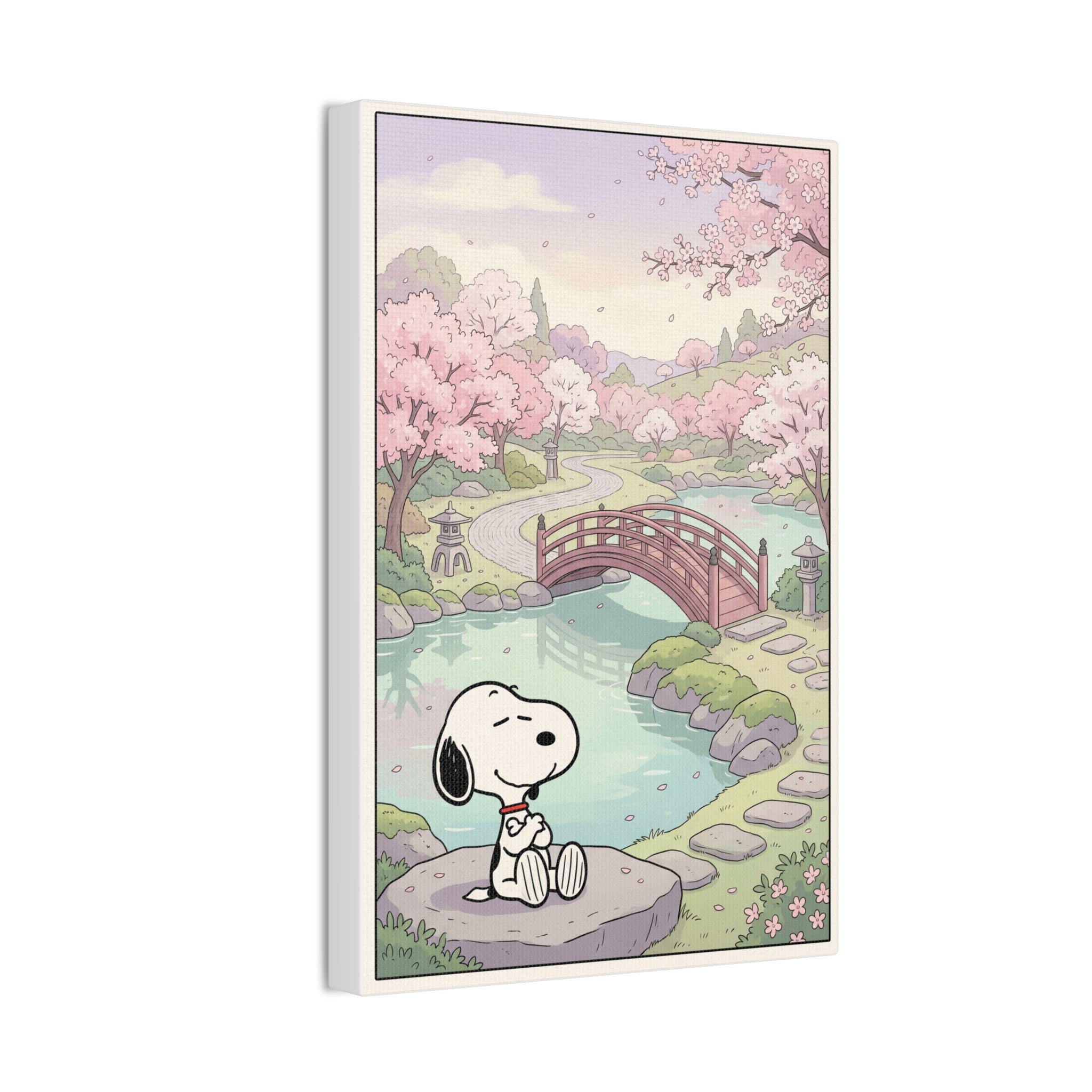 Snoopy Cherry Blossom Scene Canvas