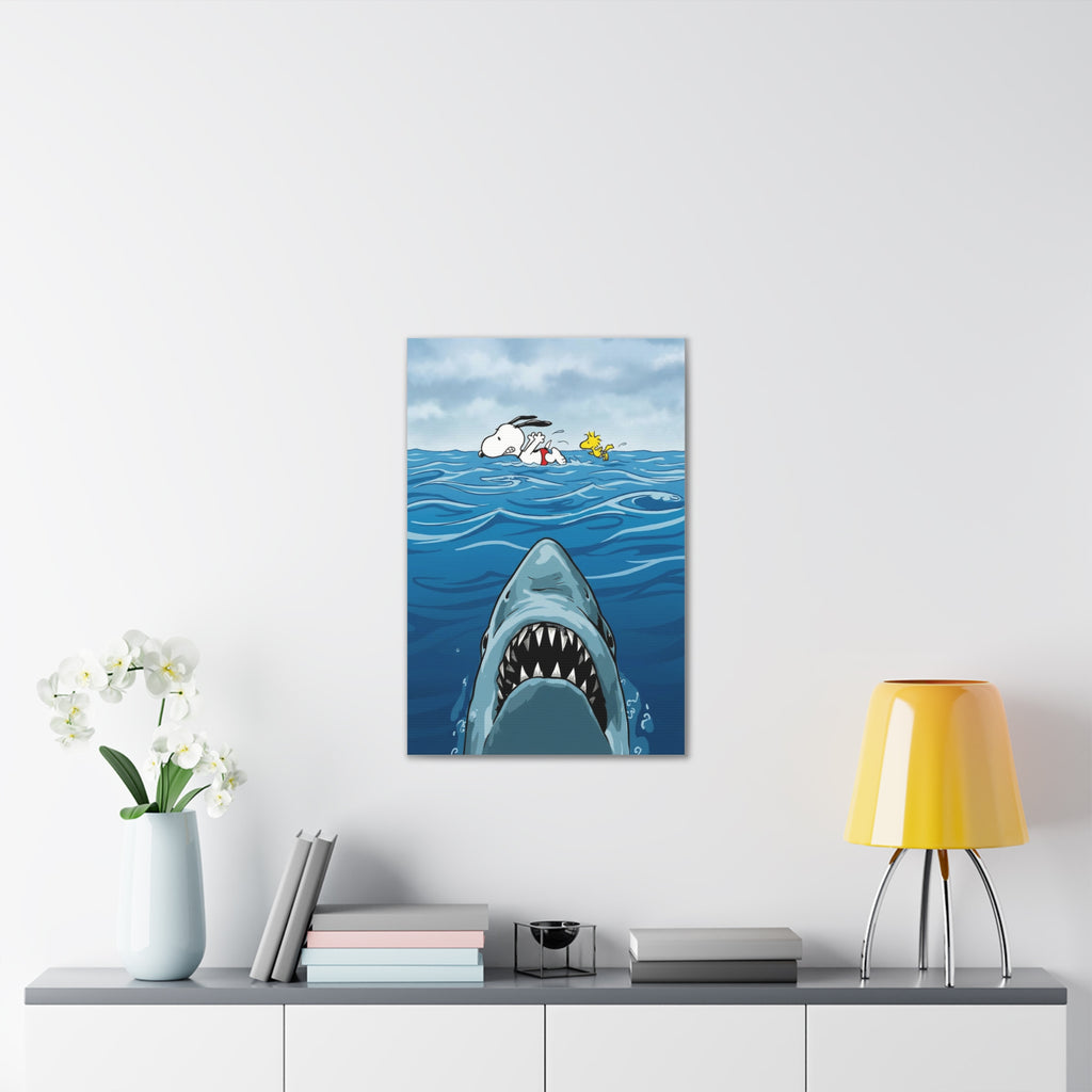 Snoopy Shark Scene Canvas