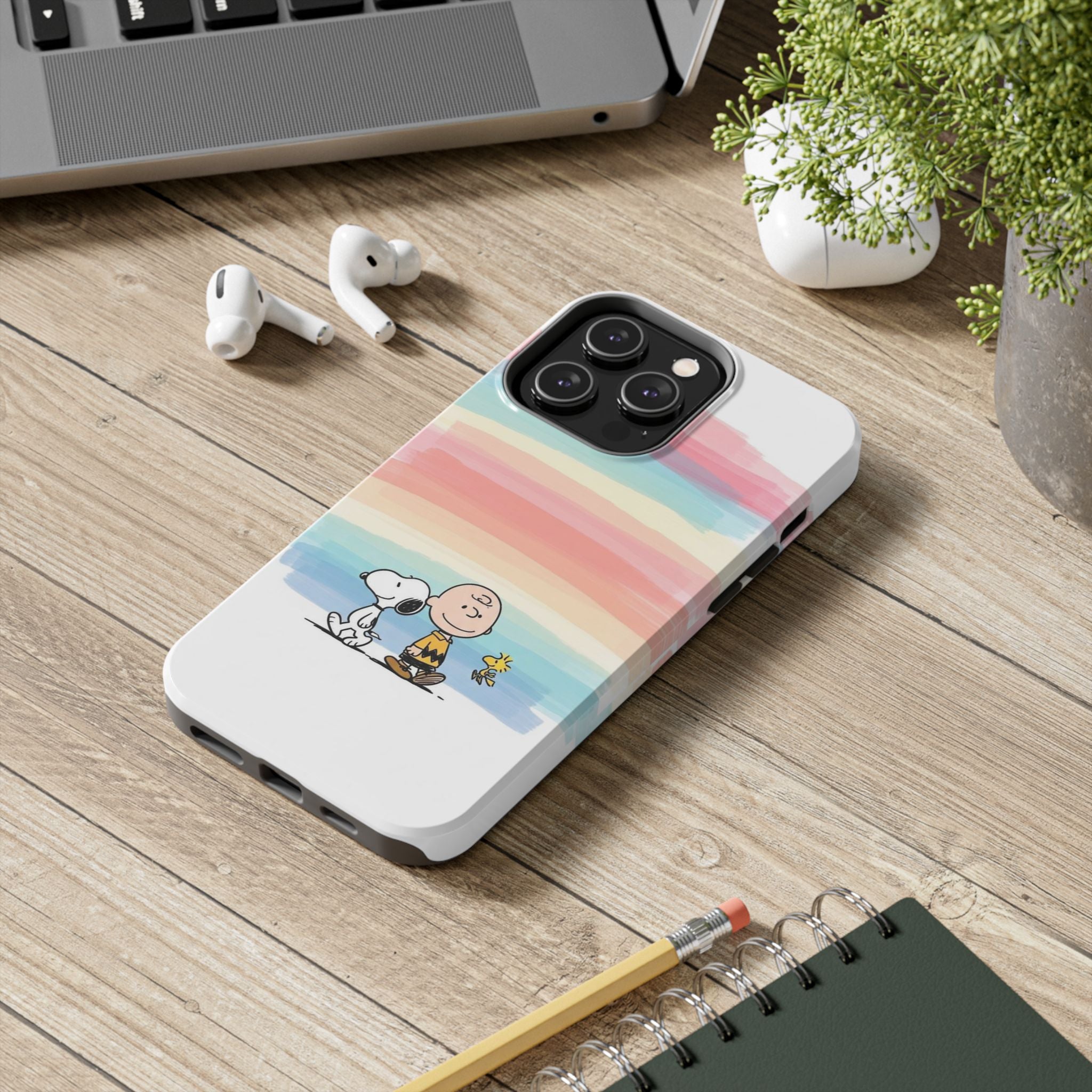 Rainbow Stripe Snoopy Phone Case