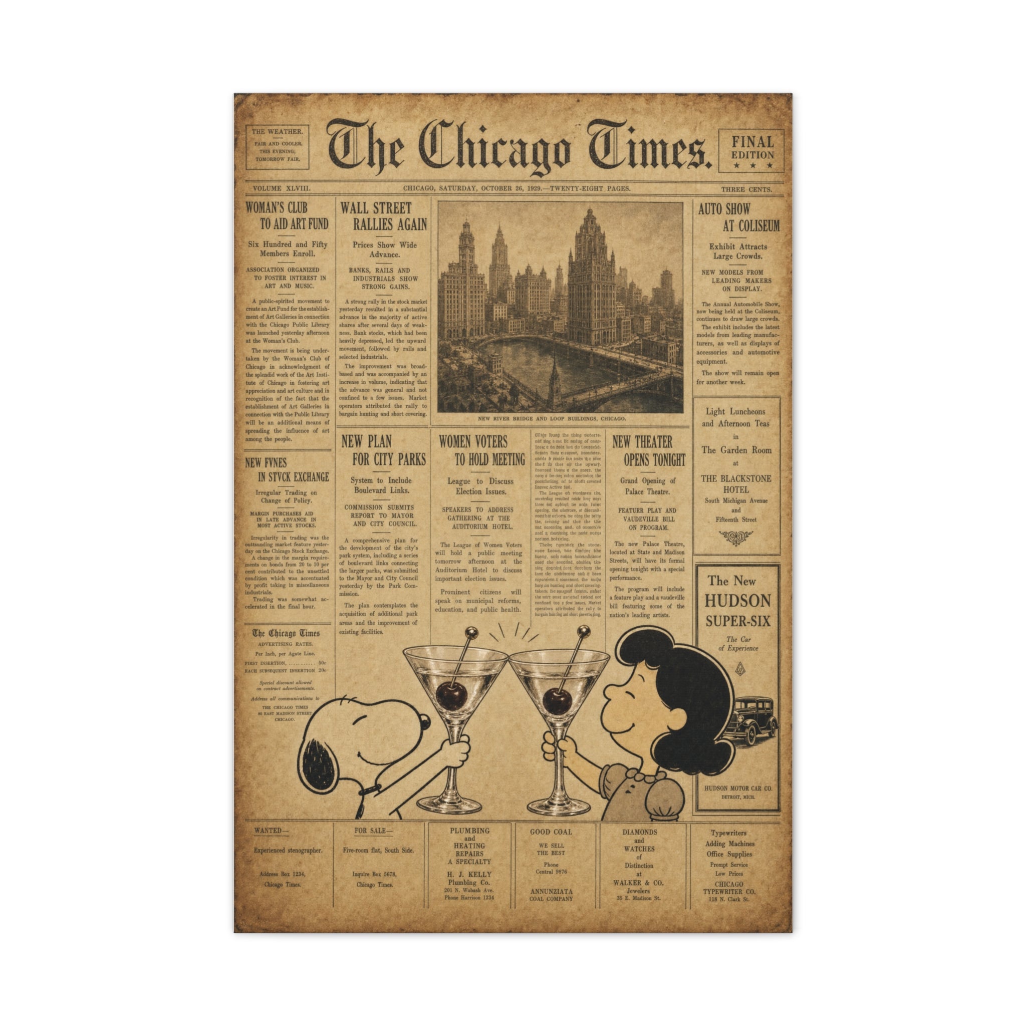 Peanuts Vintage Newspaper Canvas