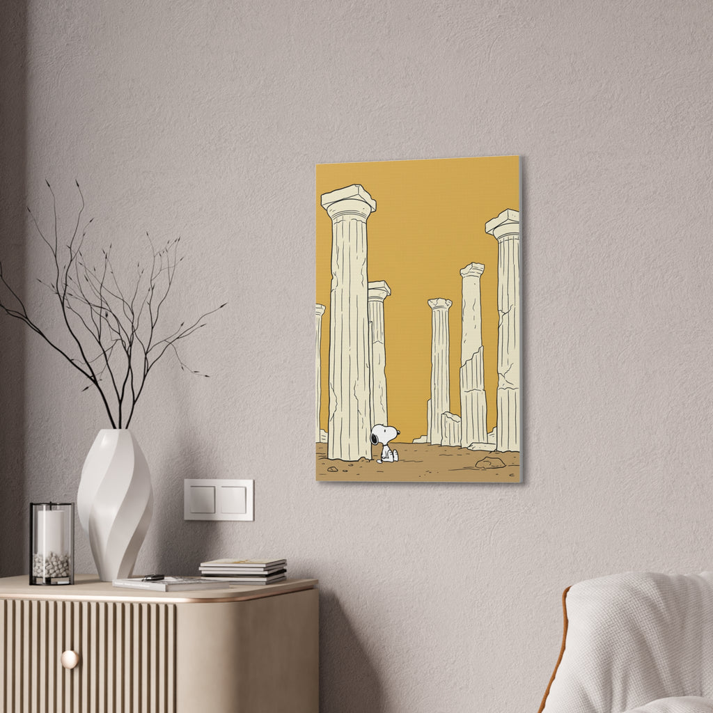 Snoopy among Ancient Columns Canvas