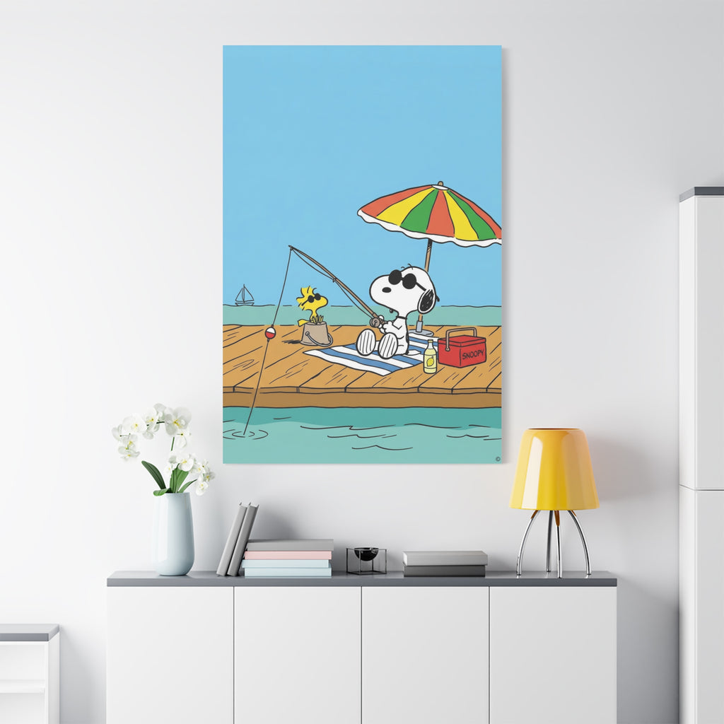 Fishing By Pier Canvas