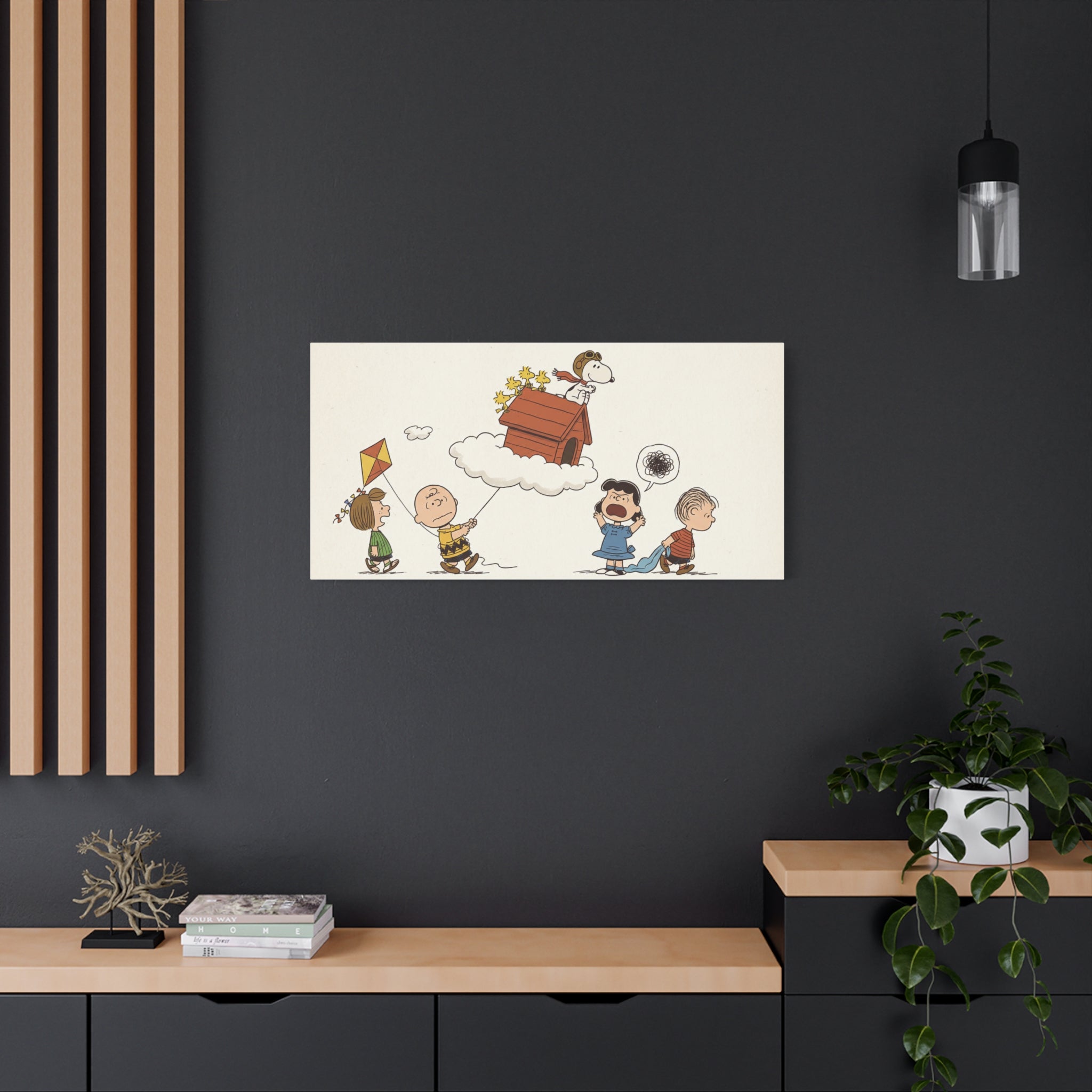 Flying Doghouse Peanuts Characters Canvas