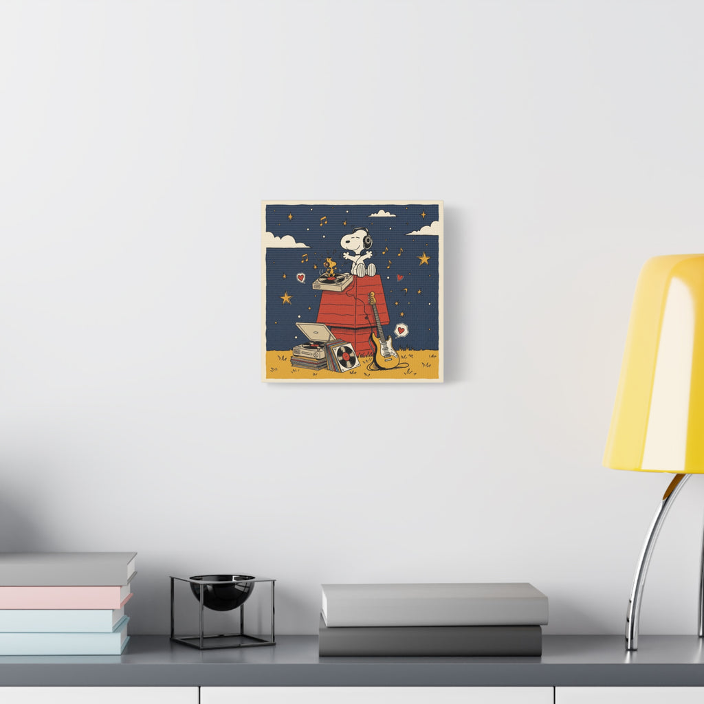 Snoopy Listening to Music Canvas