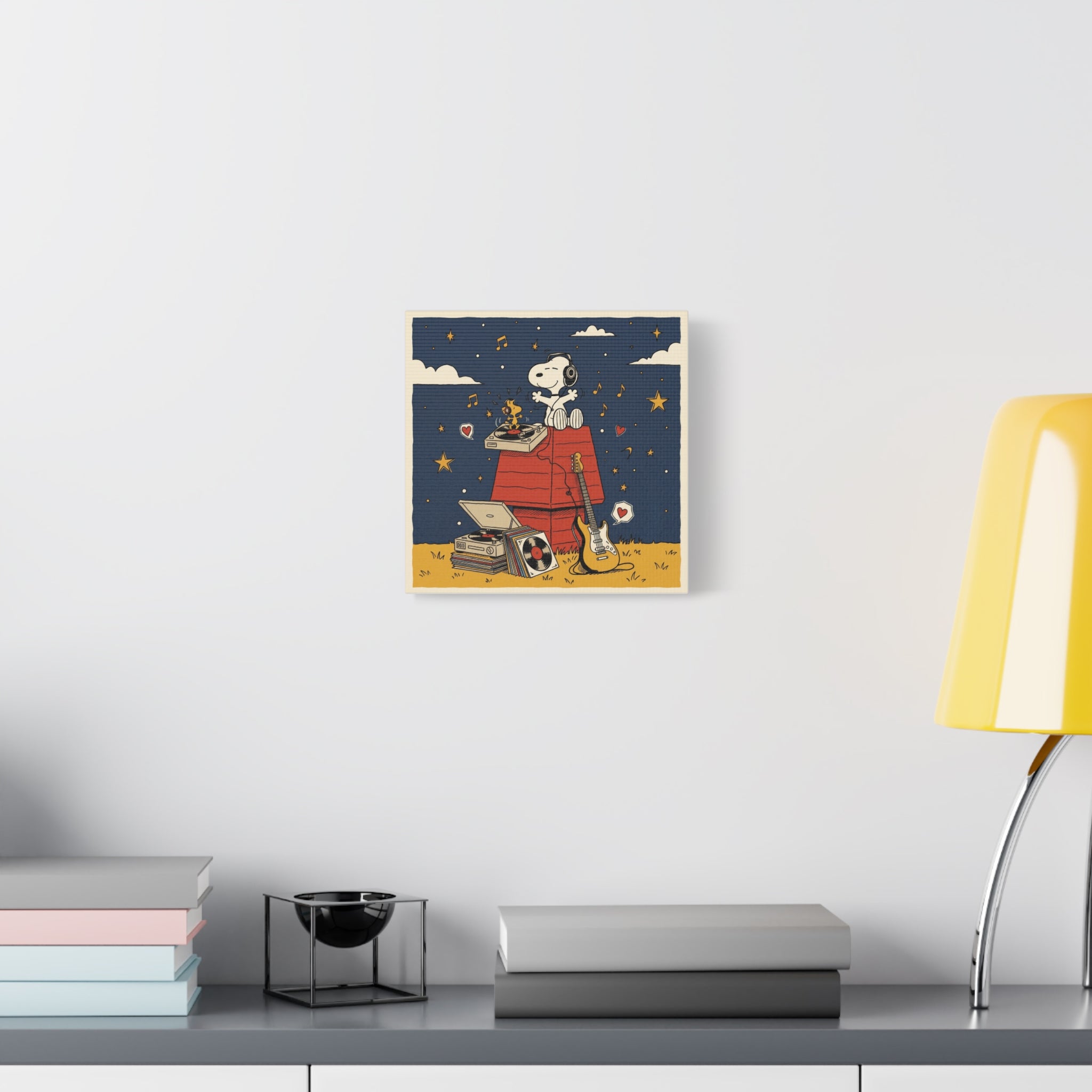 Snoopy Listening to Music Canvas