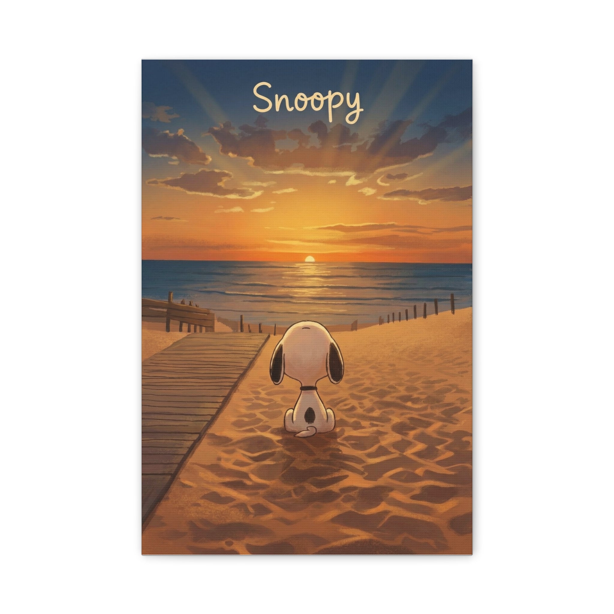 Snoopy Beach Sunset Canvas