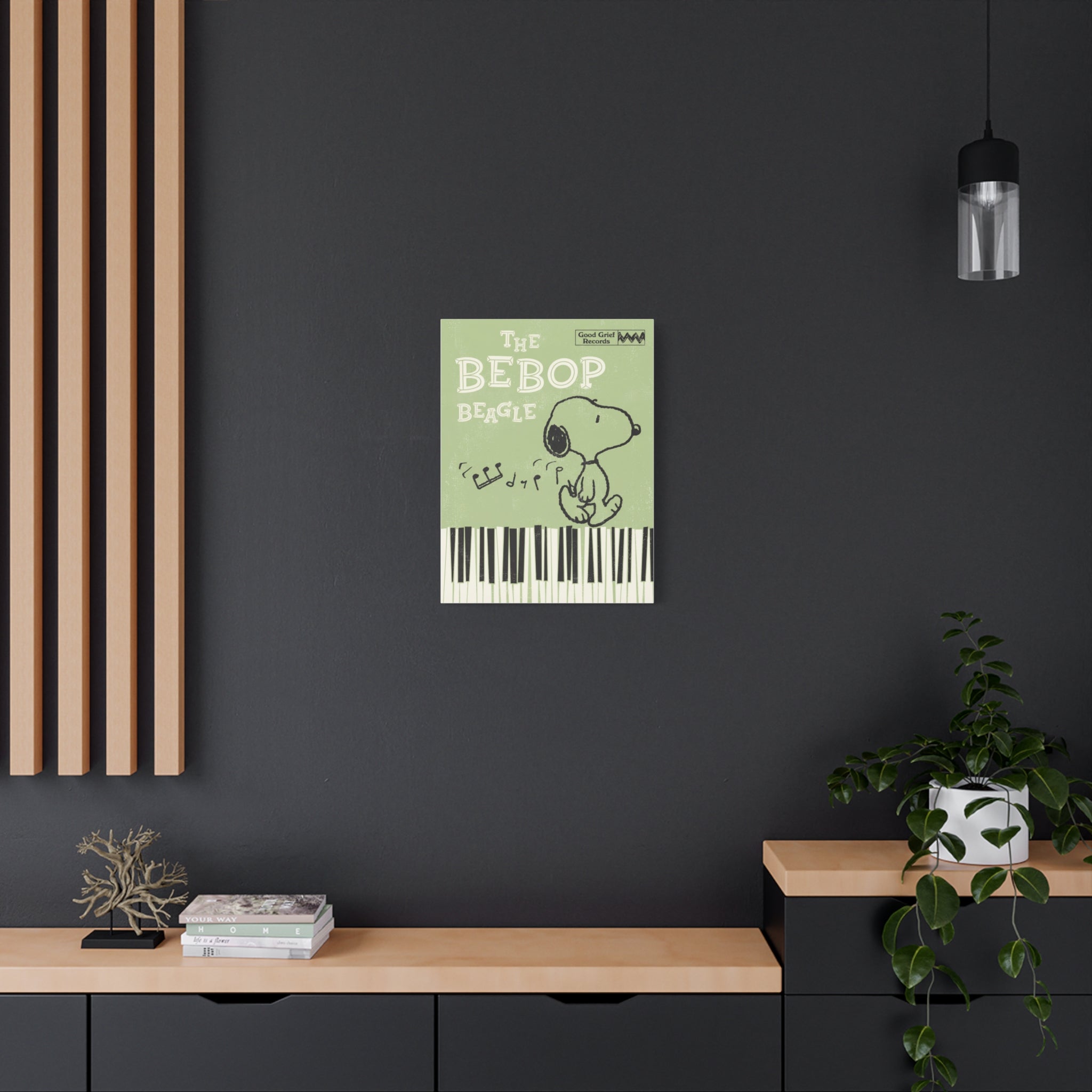 Bebop Beagle Piano Illustration Canvas