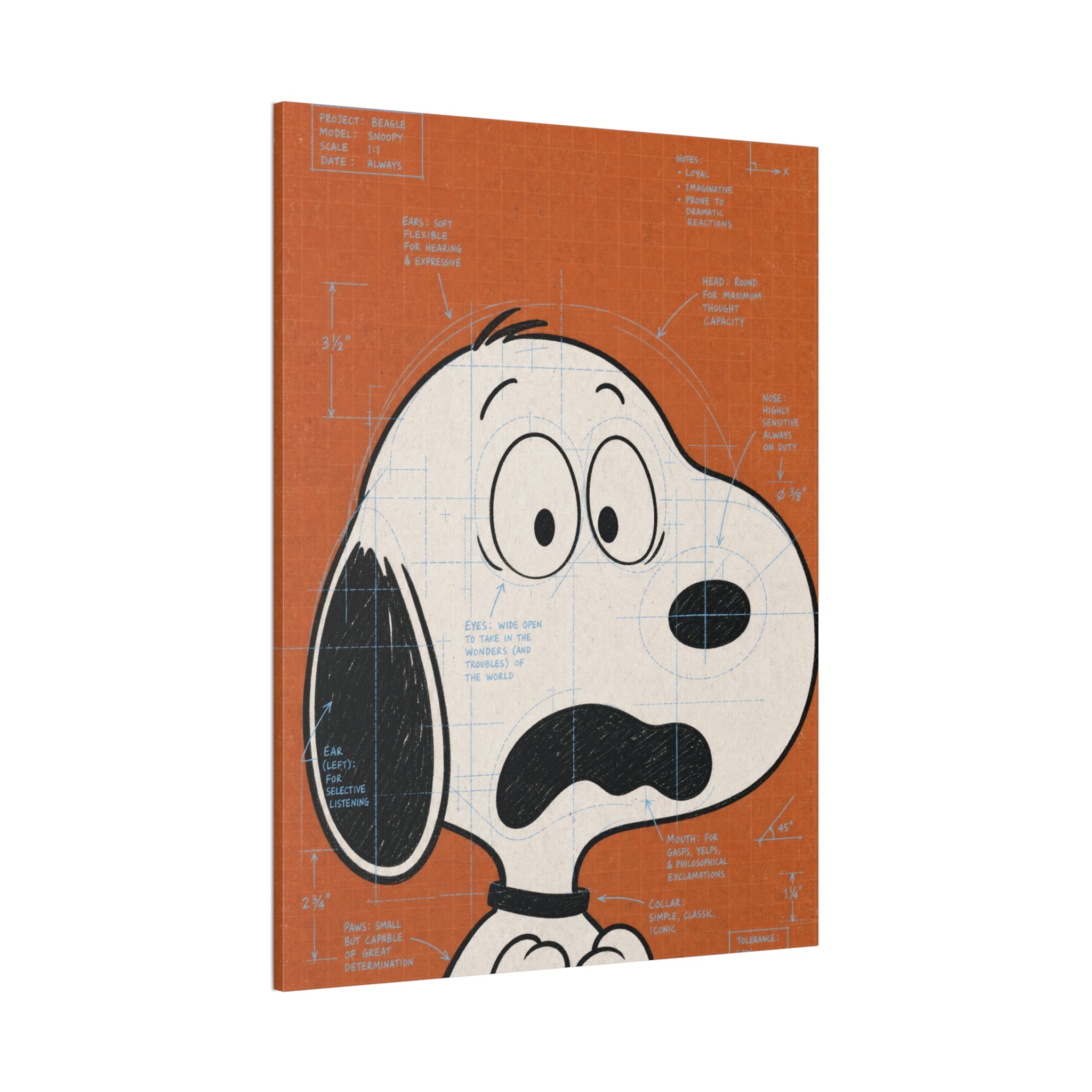 Snoopy Scared Face Canvas