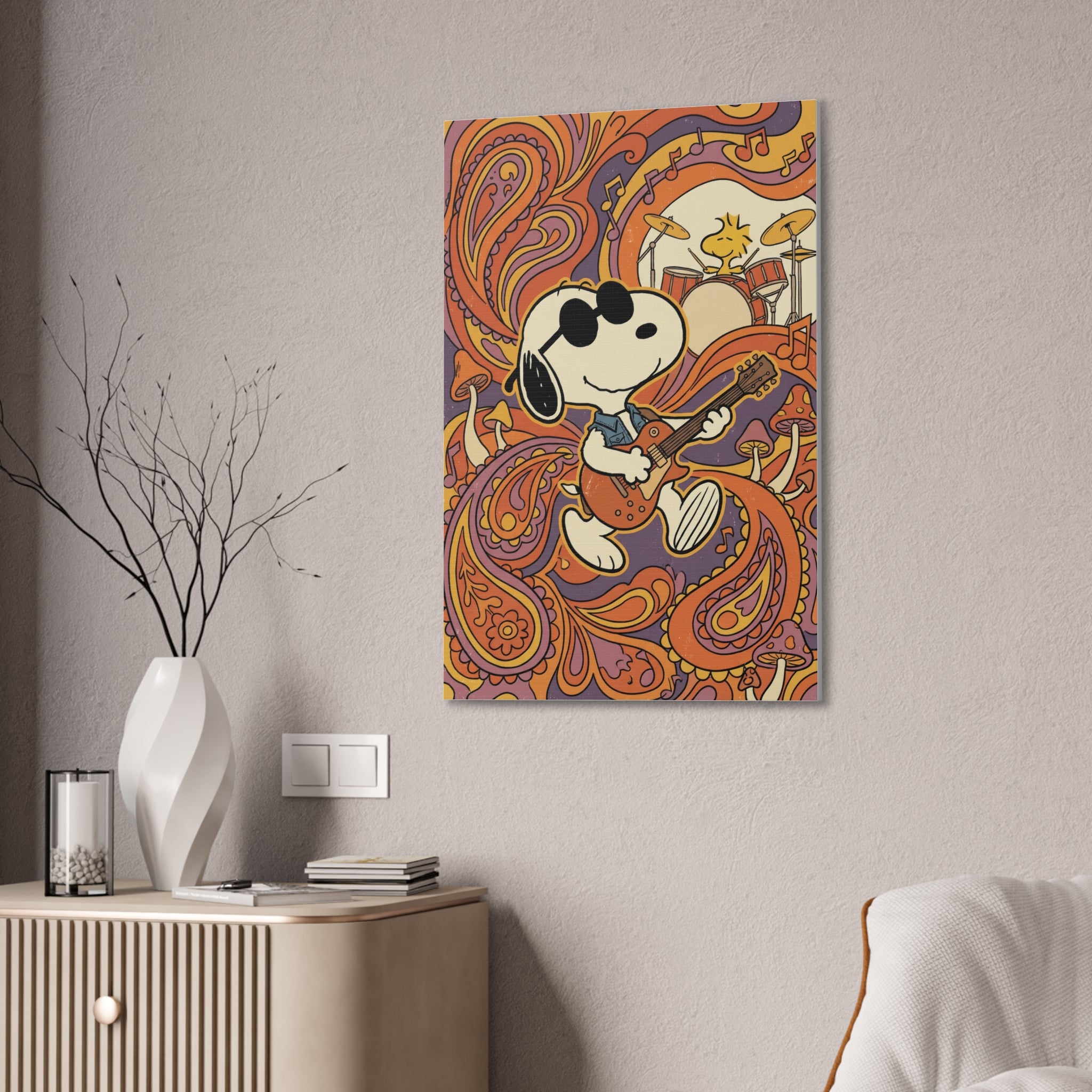Psychedelic Snoopy Guitar Canvas