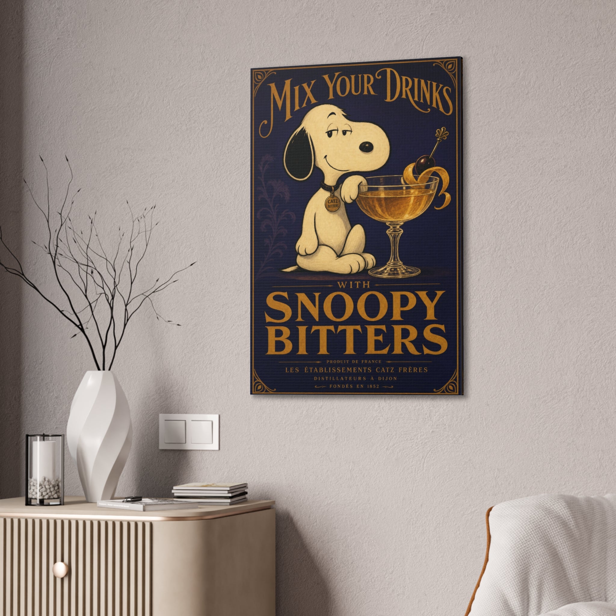 Snoopy Bitters Cocktail Canvas