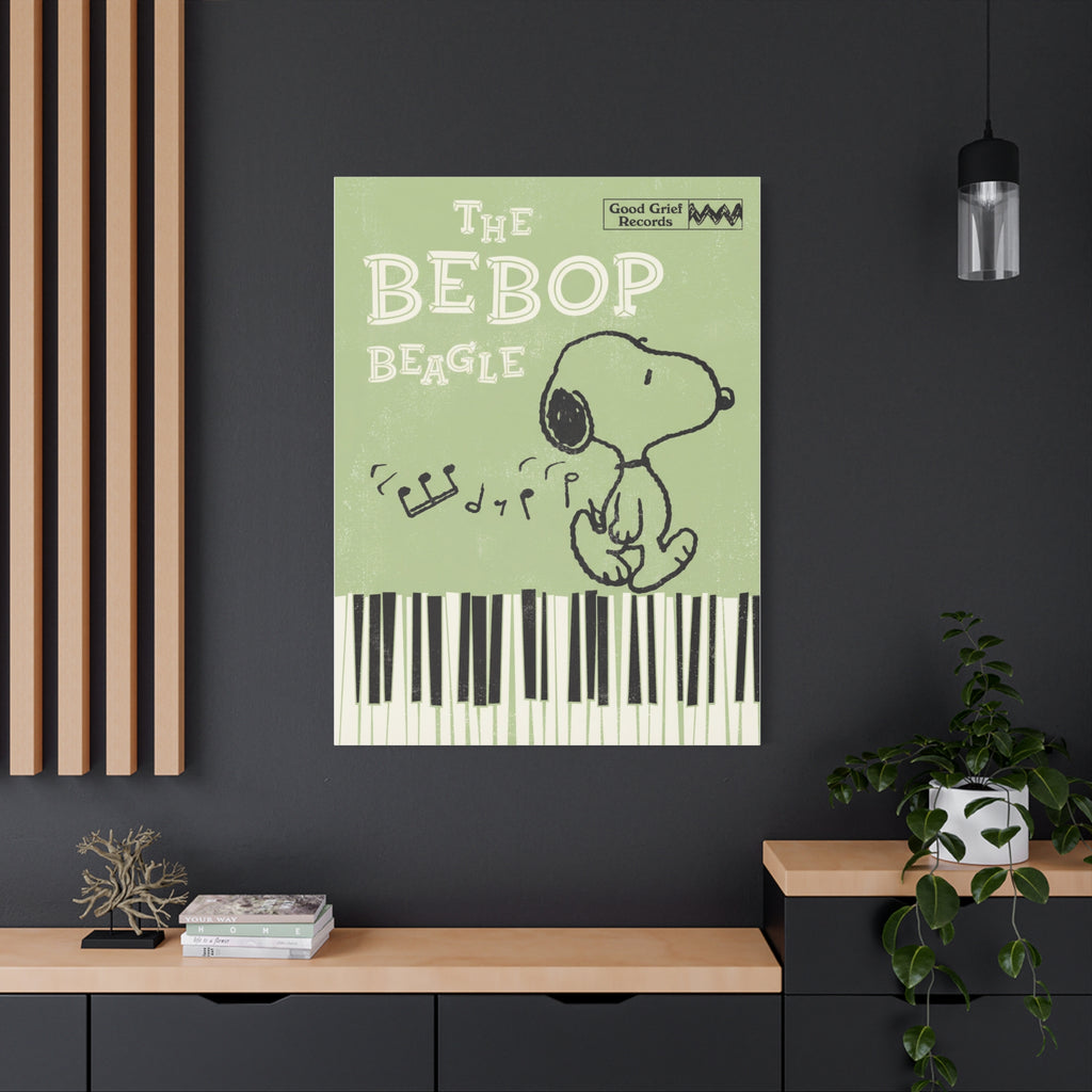 Bebop Beagle Piano Illustration Canvas