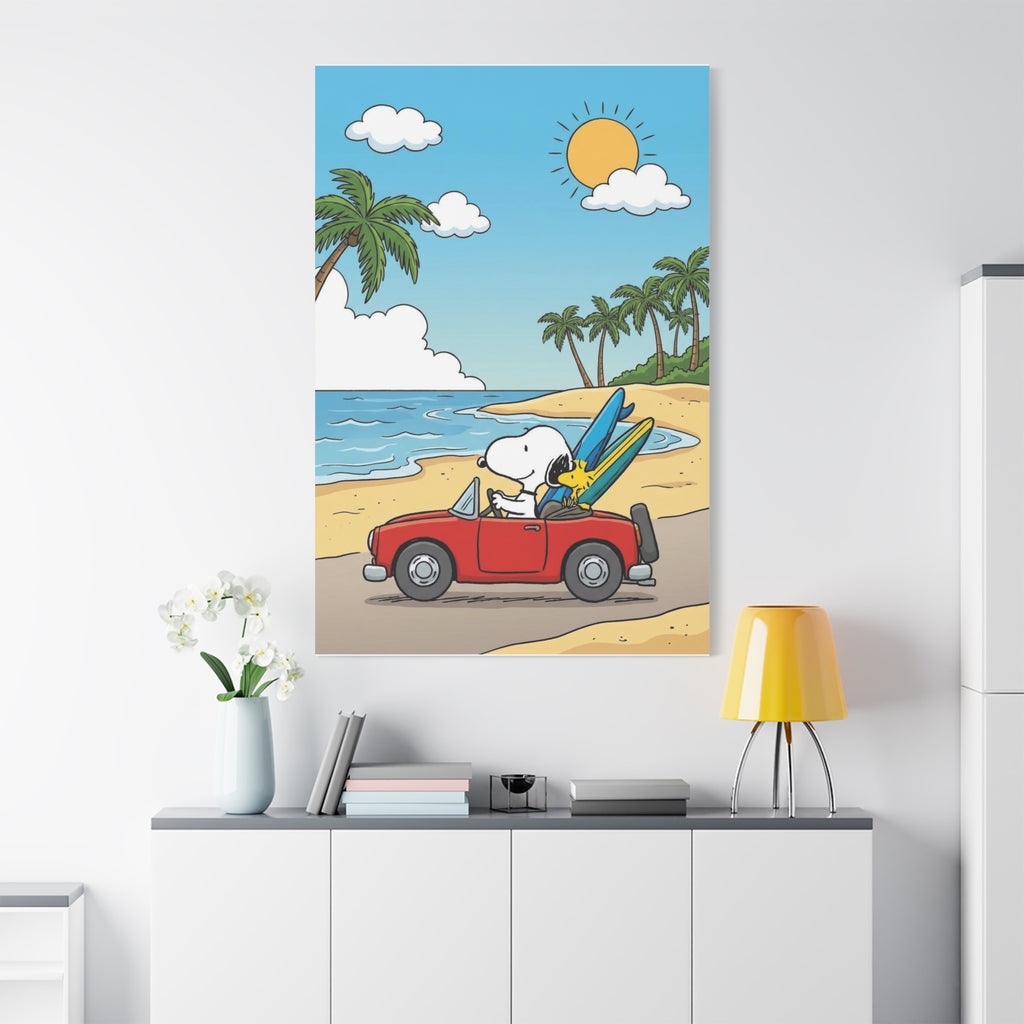 Snoopy Surfboard Beach Drive Canvas