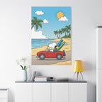 Snoopy Surfboard Beach Drive Canvas