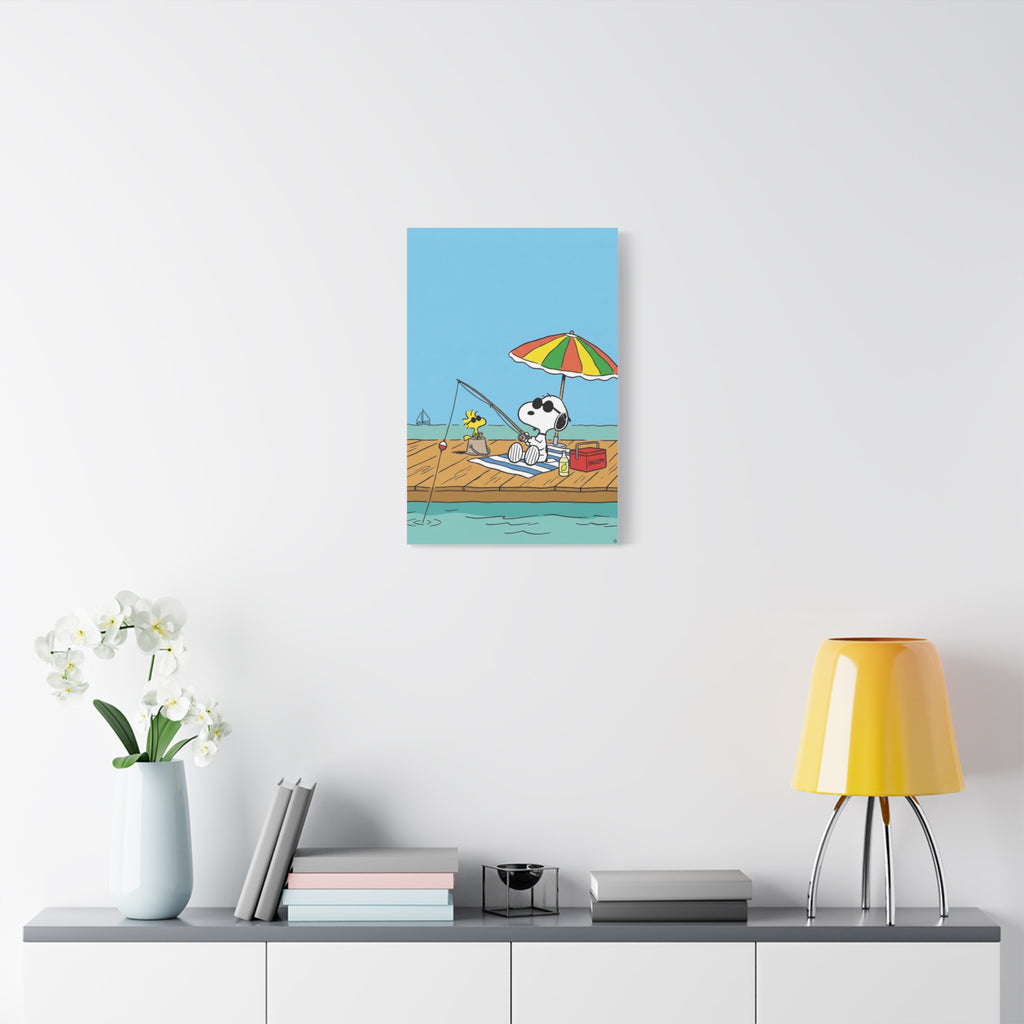 Fishing By Pier Canvas
