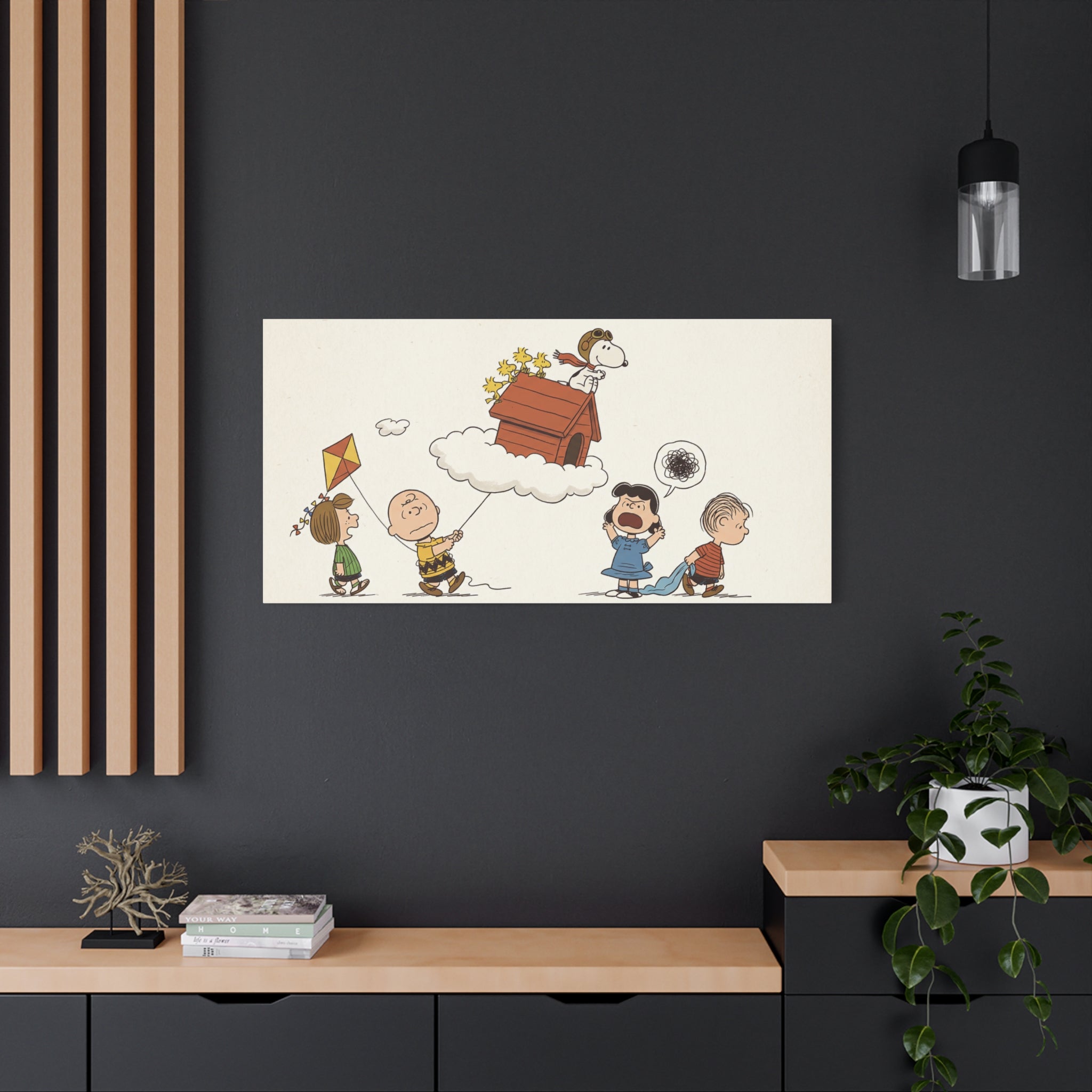 Flying Doghouse Peanuts Characters Canvas