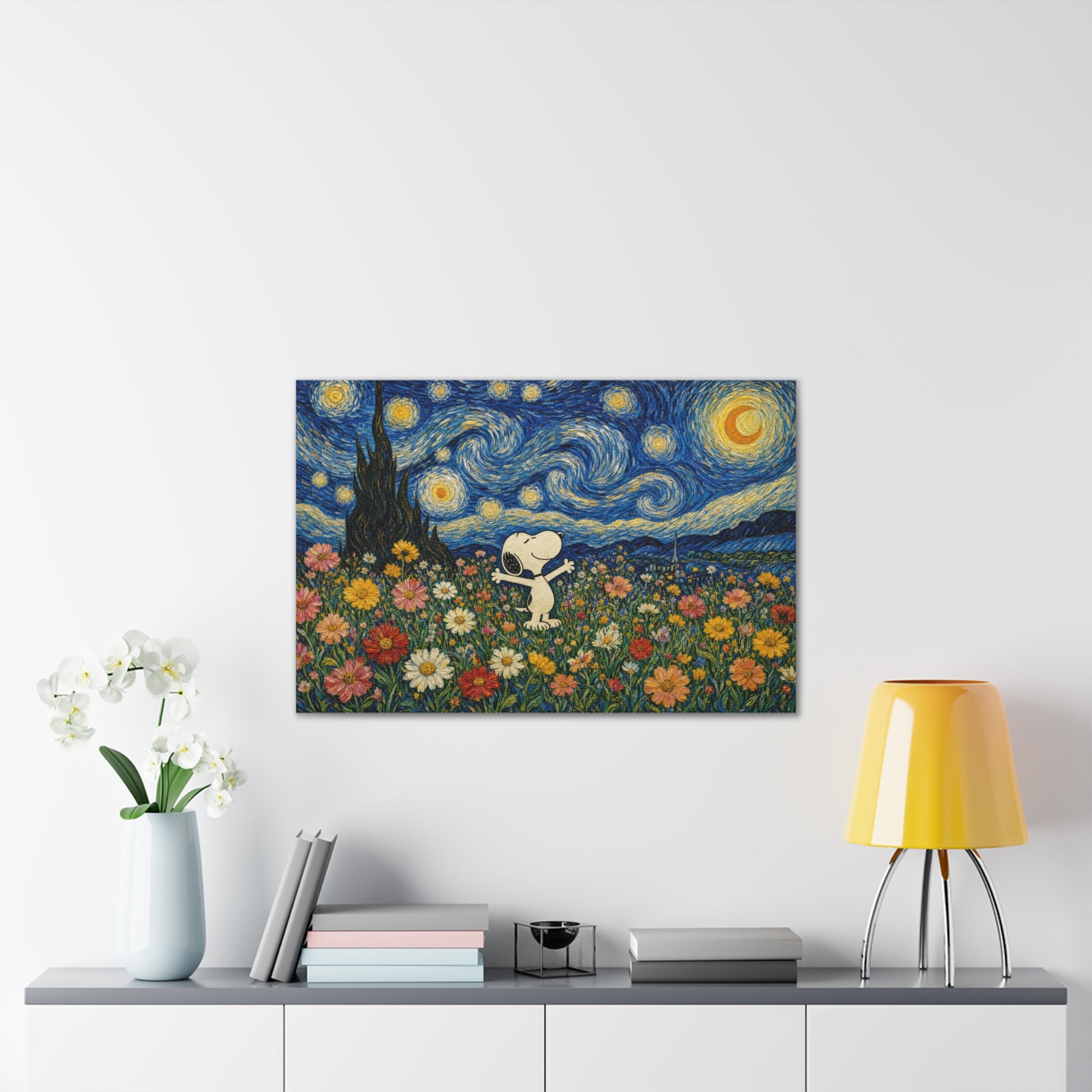 Starry Floral Field Canvas