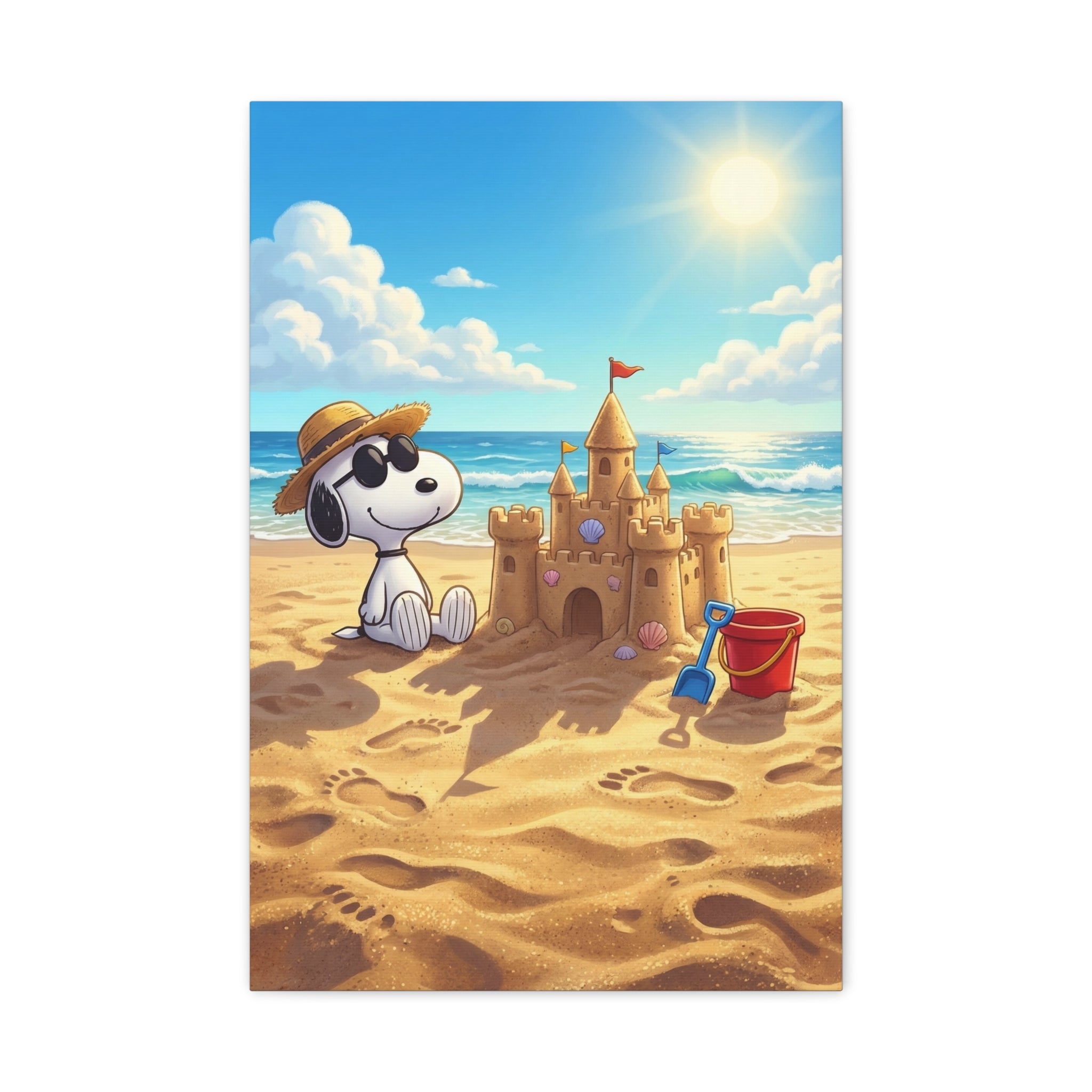 Snoopy At Beach Canvas